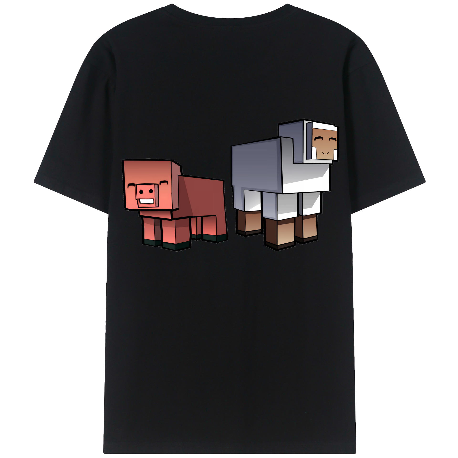 （画像用） マインクラフト ブロックの世界 Minecraft MC Block world 綿100％ メンズ半袖Tシャツ（バックプリント） 通気性
