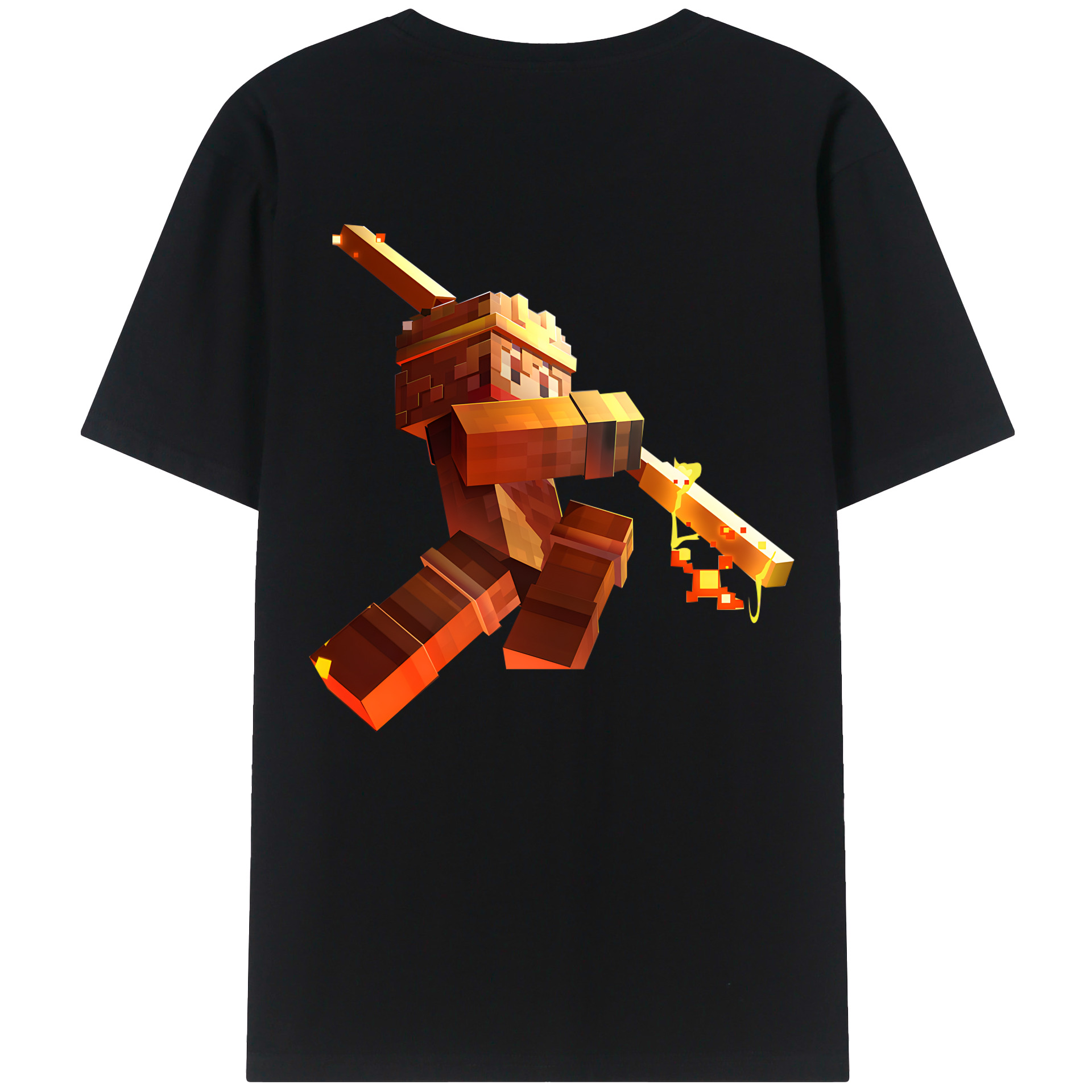 （画像用） マインクラフト ブロックの世界 Minecraft MC Block world 綿100％ メンズ半袖Tシャツ（バックプリント） 通気性