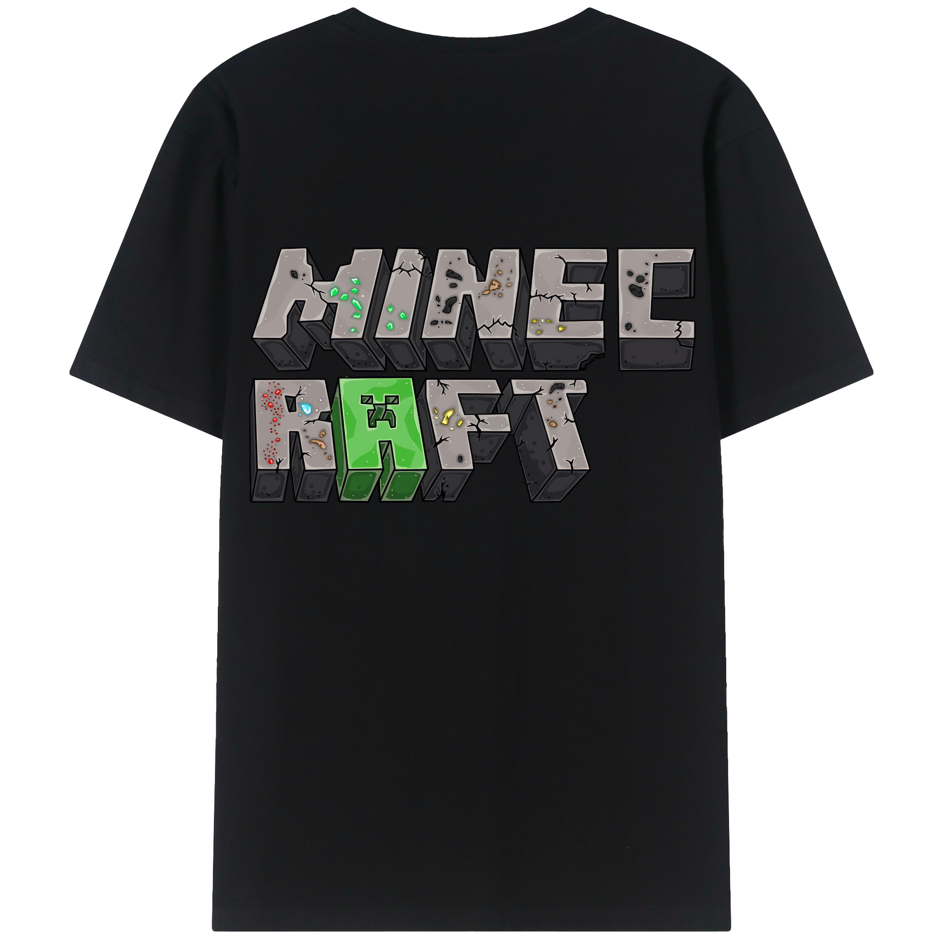（画像用） マインクラフト ブロックの世界 Minecraft MC Block world 綿100％ メンズ半袖Tシャツ（バックプリント） 通気性