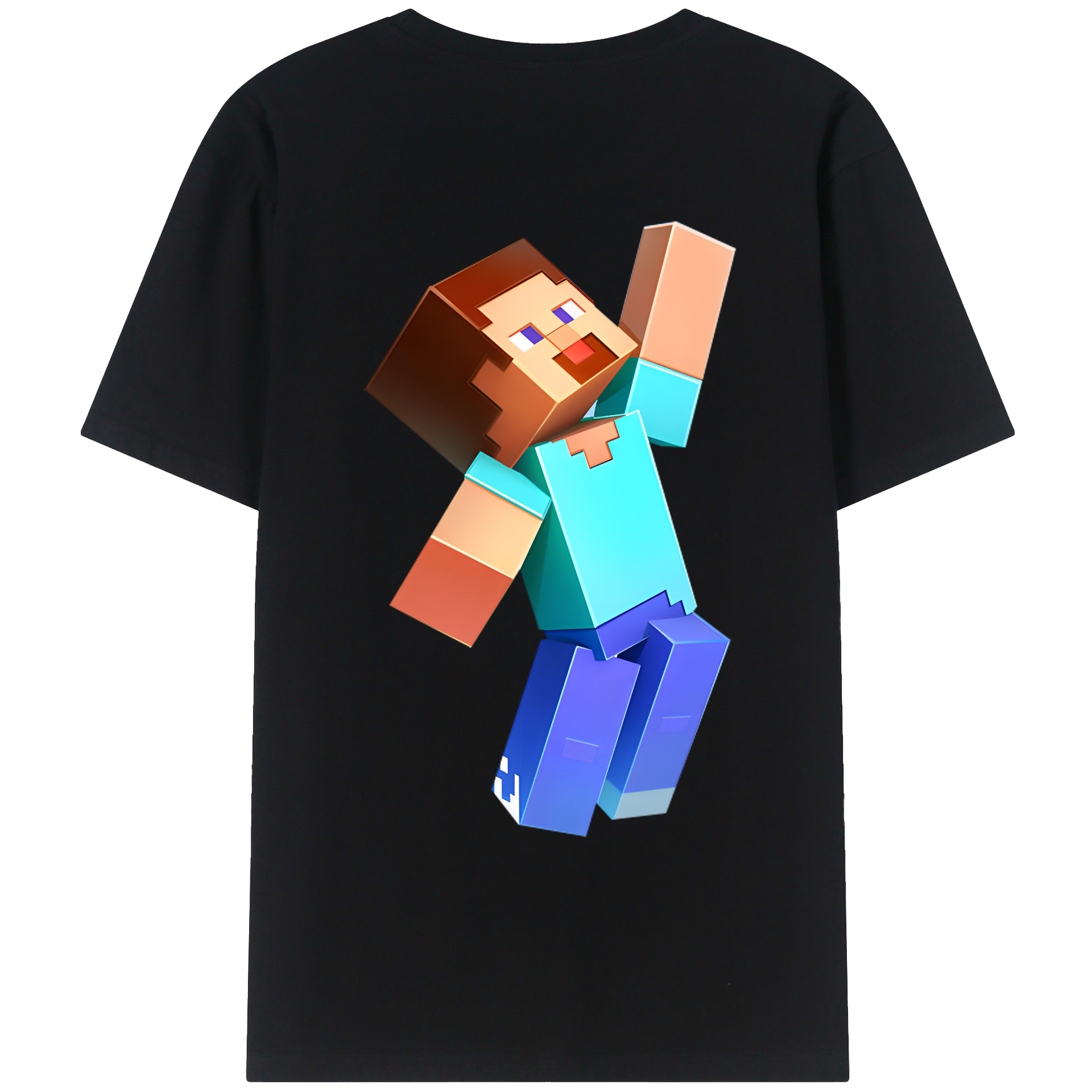 （画像用） マインクラフト ブロックの世界 Minecraft MC Block world 綿100％ メンズ半袖Tシャツ（バックプリント） 通気性