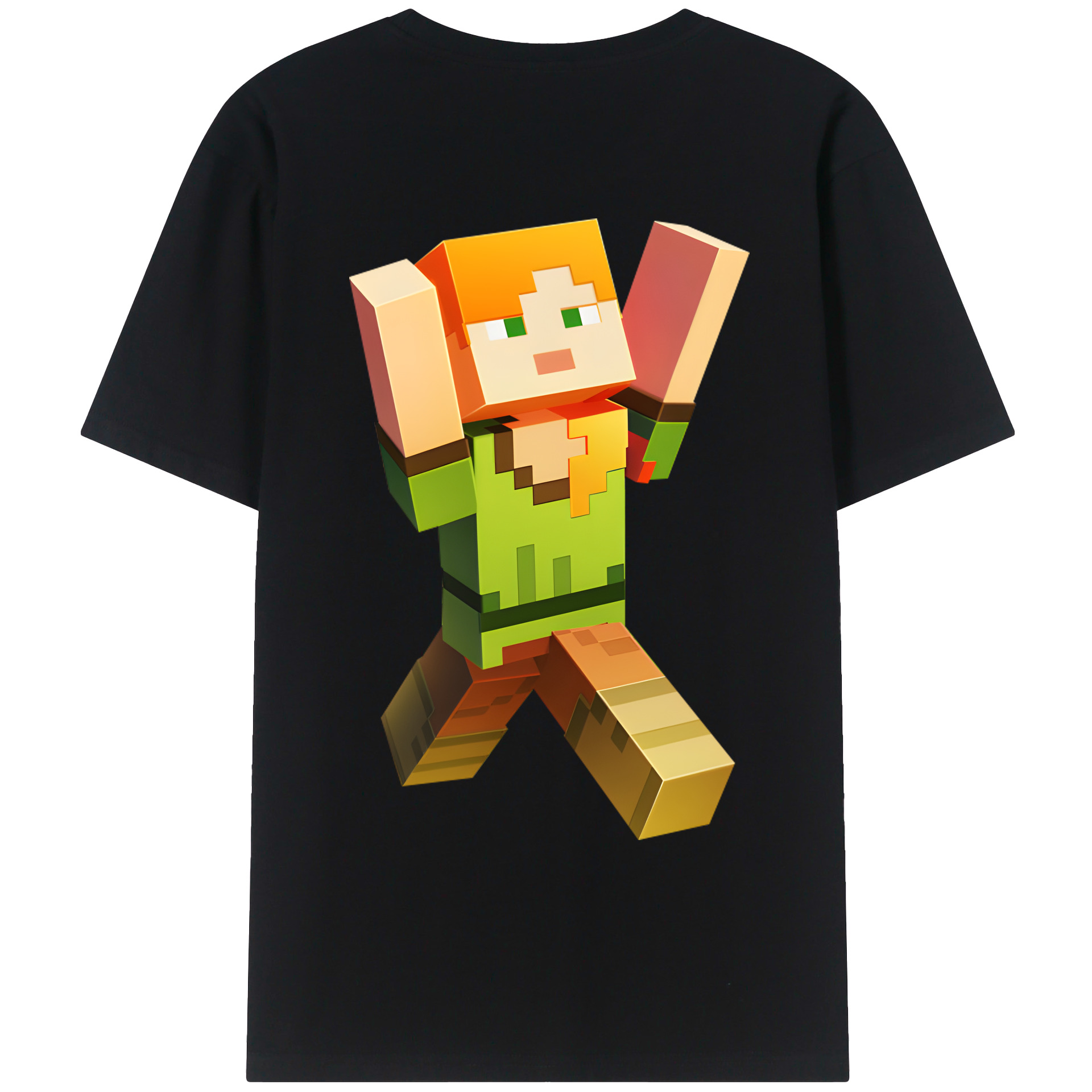 （画像用） マインクラフト ブロックの世界 Minecraft MC Block world 綿100％ メンズ半袖Tシャツ（バックプリント） 通気性