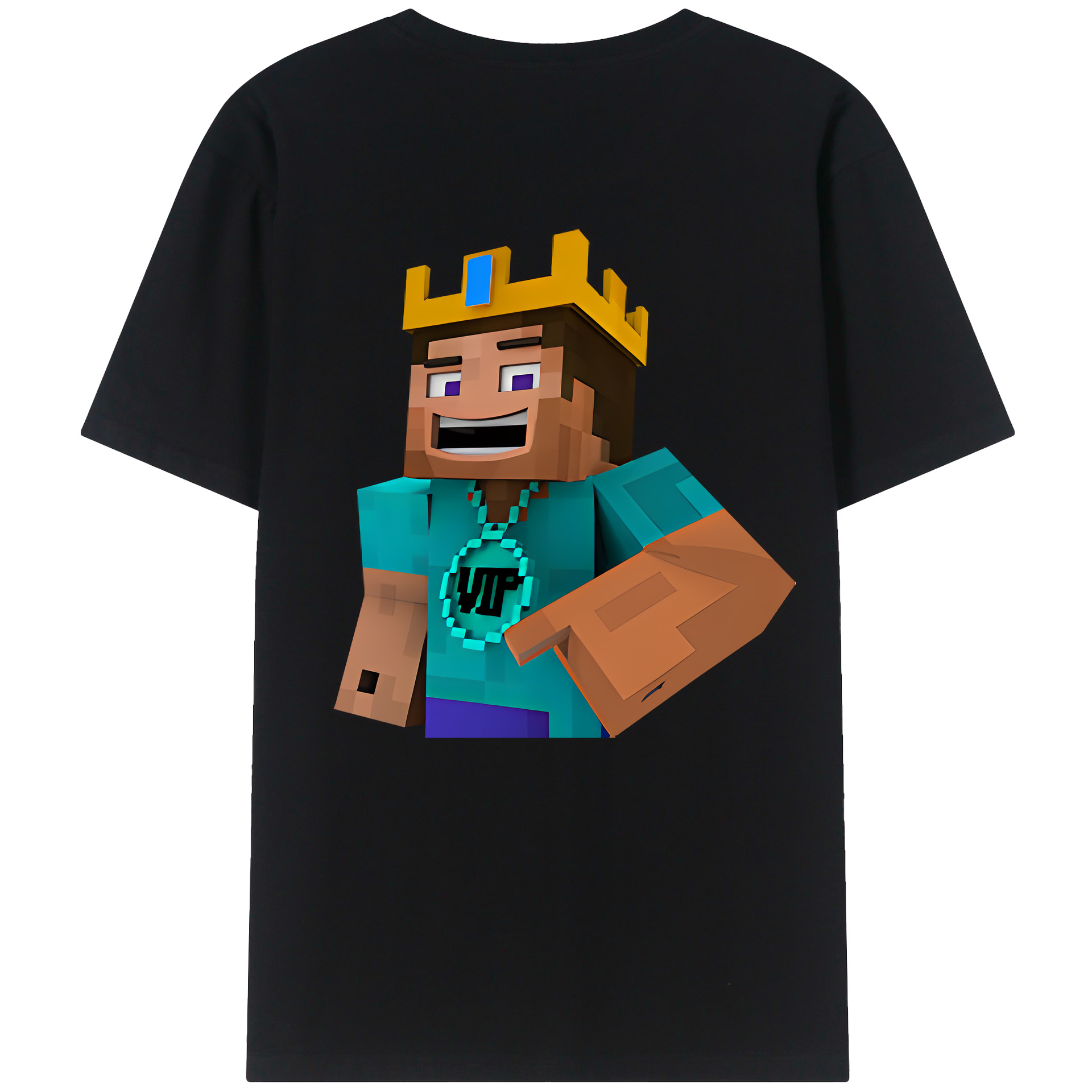 （画像用） マインクラフト ブロックの世界 Minecraft MC Block world 綿100％ メンズ半袖Tシャツ（バックプリント） 通気性