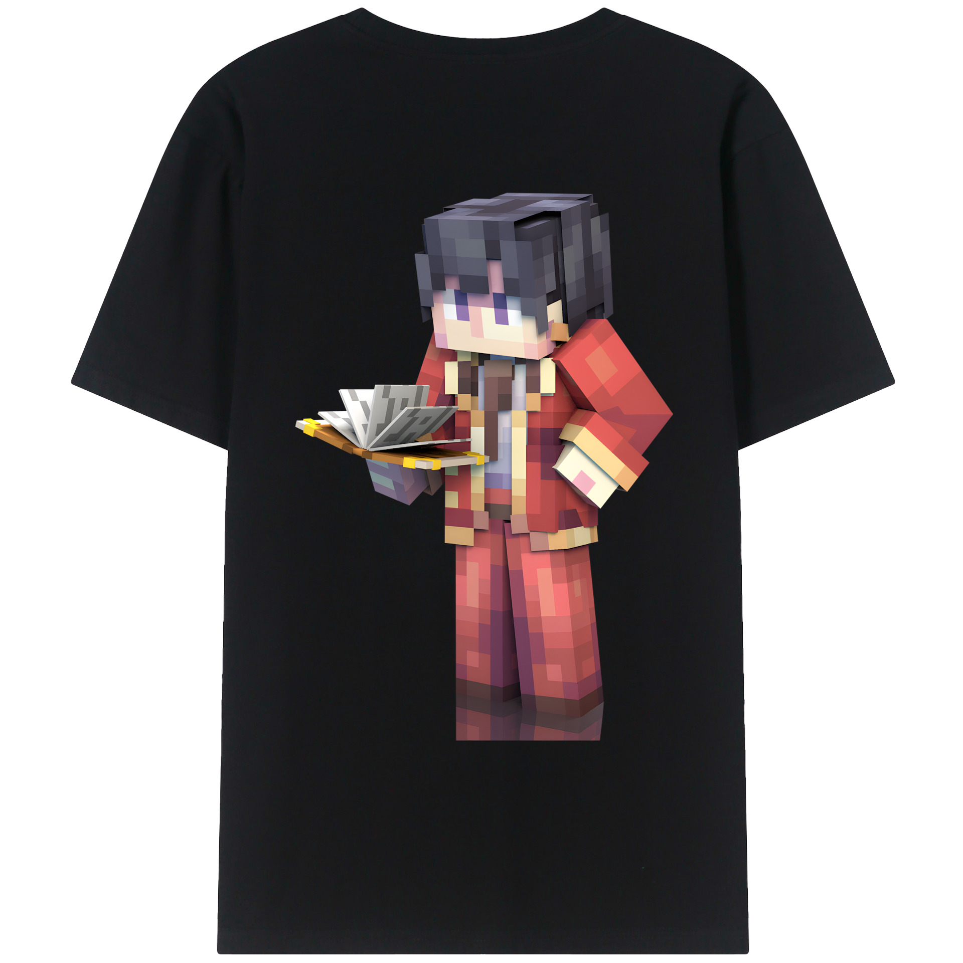（画像用） マインクラフト ブロックの世界 Minecraft MC Block world 綿100％ メンズ半袖Tシャツ（バックプリント） 通気性