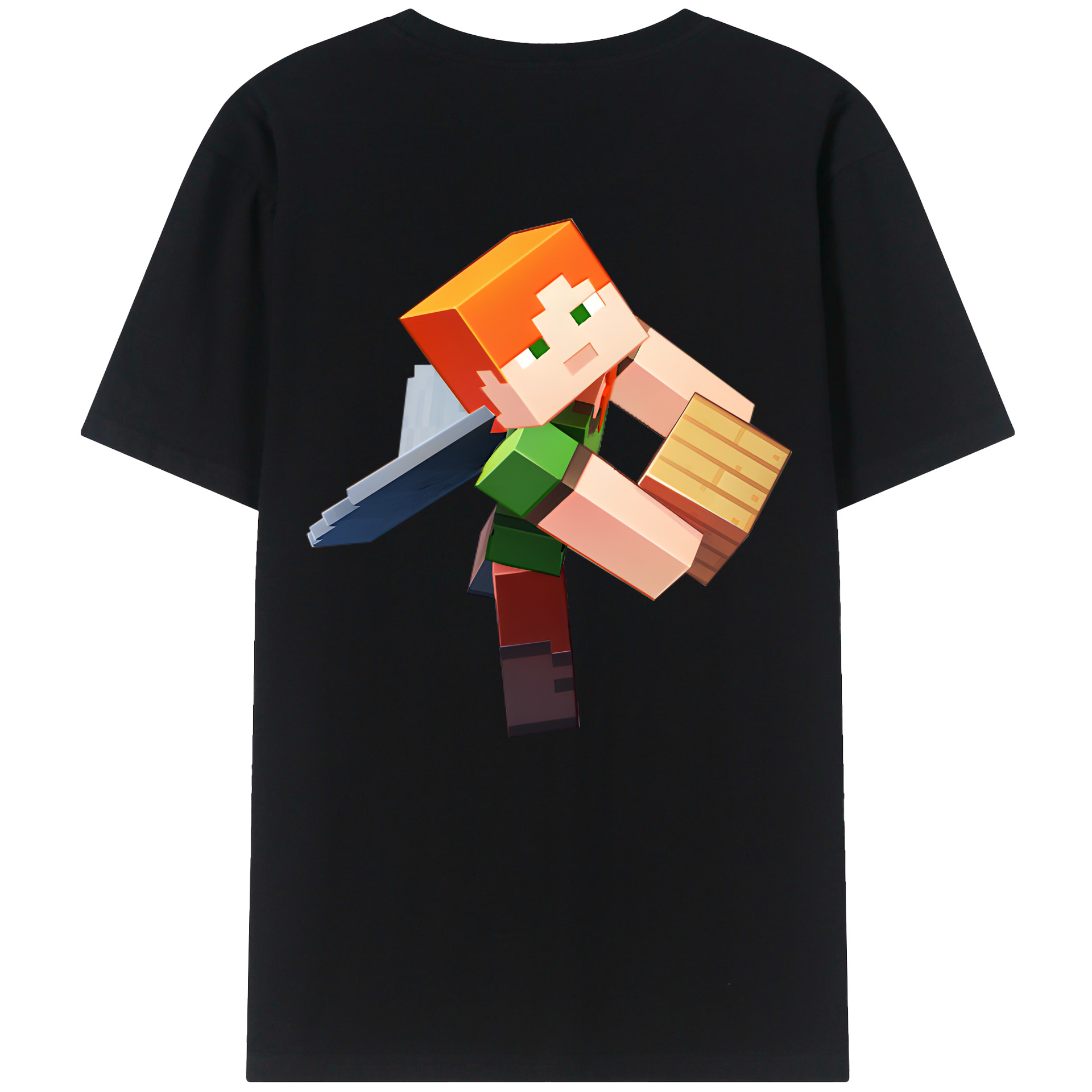 （画像用） マインクラフト ブロックの世界 Minecraft MC Block world 綿100％ メンズ半袖Tシャツ（バックプリント） 通気性