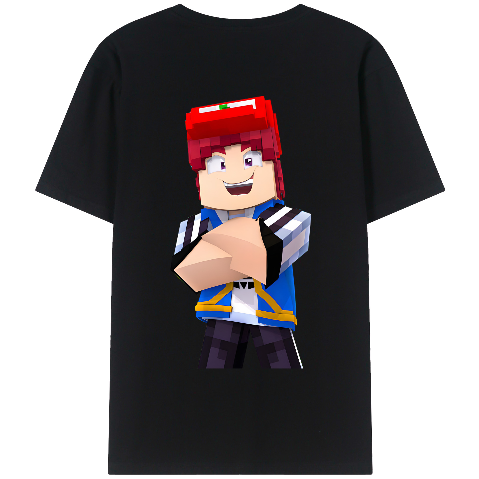 （画像用） マインクラフト ブロックの世界 Minecraft MC Block world 綿100％ メンズ半袖Tシャツ（バックプリント） 通気性