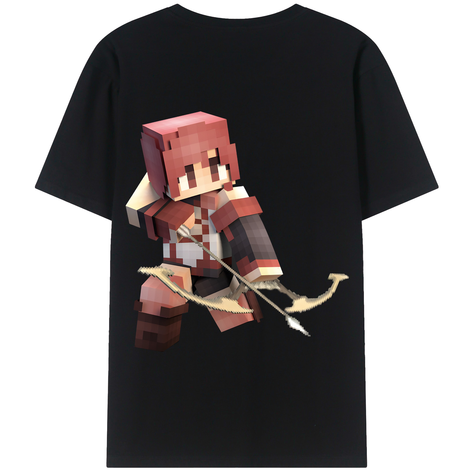 （画像用） マインクラフト ブロックの世界 Minecraft MC Block world 綿100％ メンズ半袖Tシャツ（バックプリント） 通気性