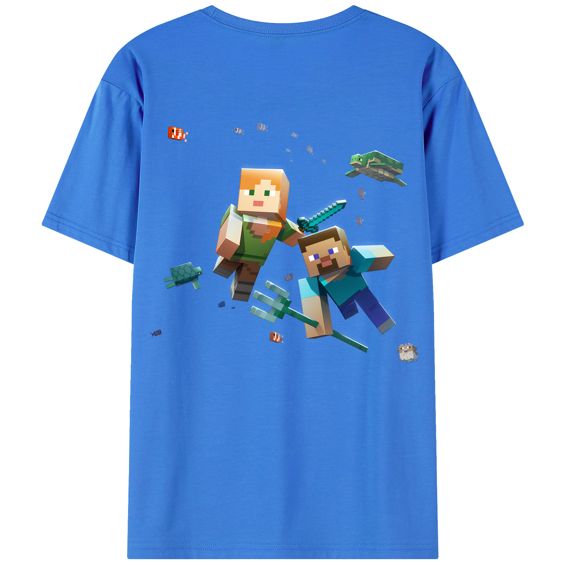（画像用） マインクラフト ブロックの世界 Minecraft MC Block world 綿100％ メンズ半袖Tシャツ（バックプリント） 通気性