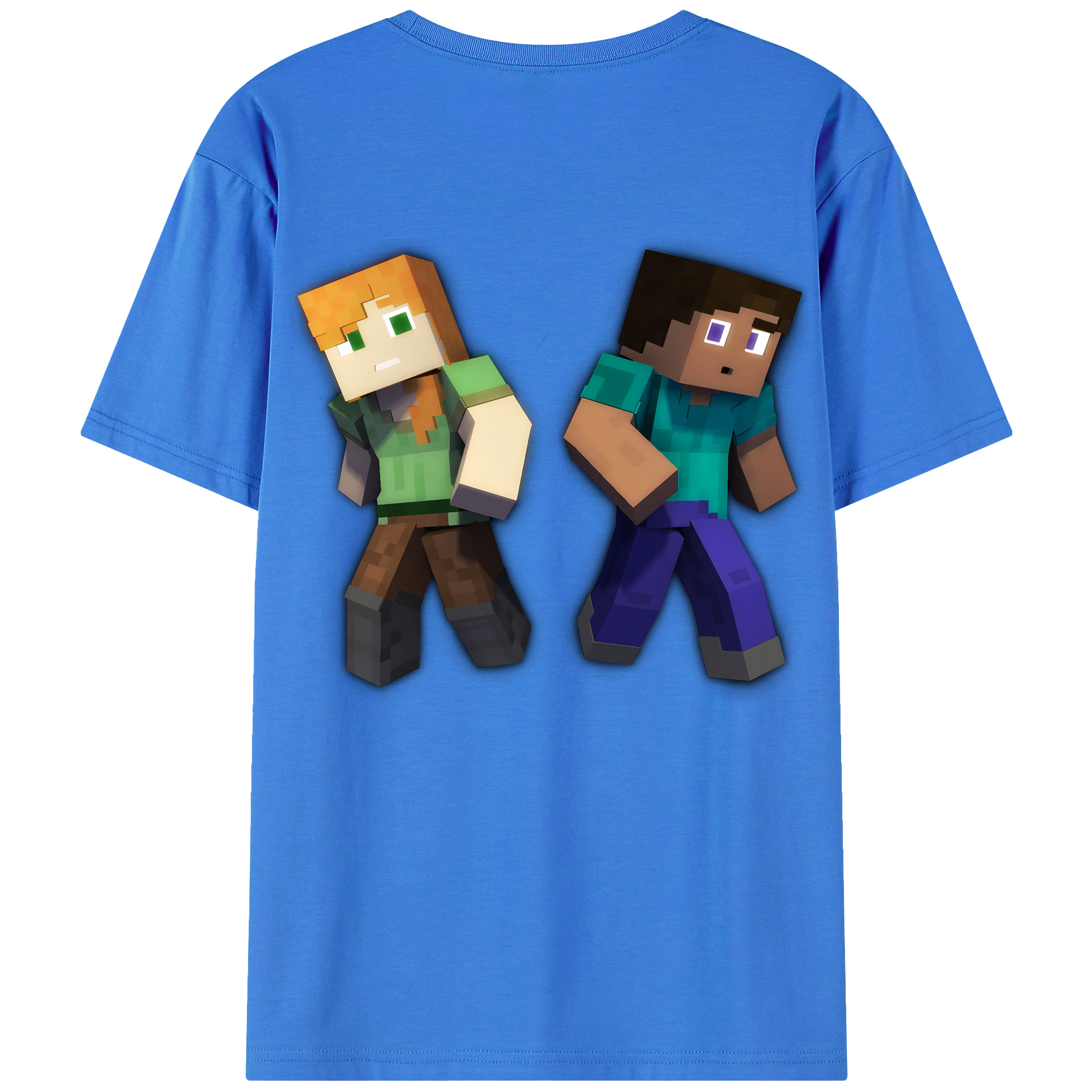 （画像用） マインクラフト ブロックの世界 Minecraft MC Block world 綿100％ メンズ半袖Tシャツ（バックプリント） 通気性