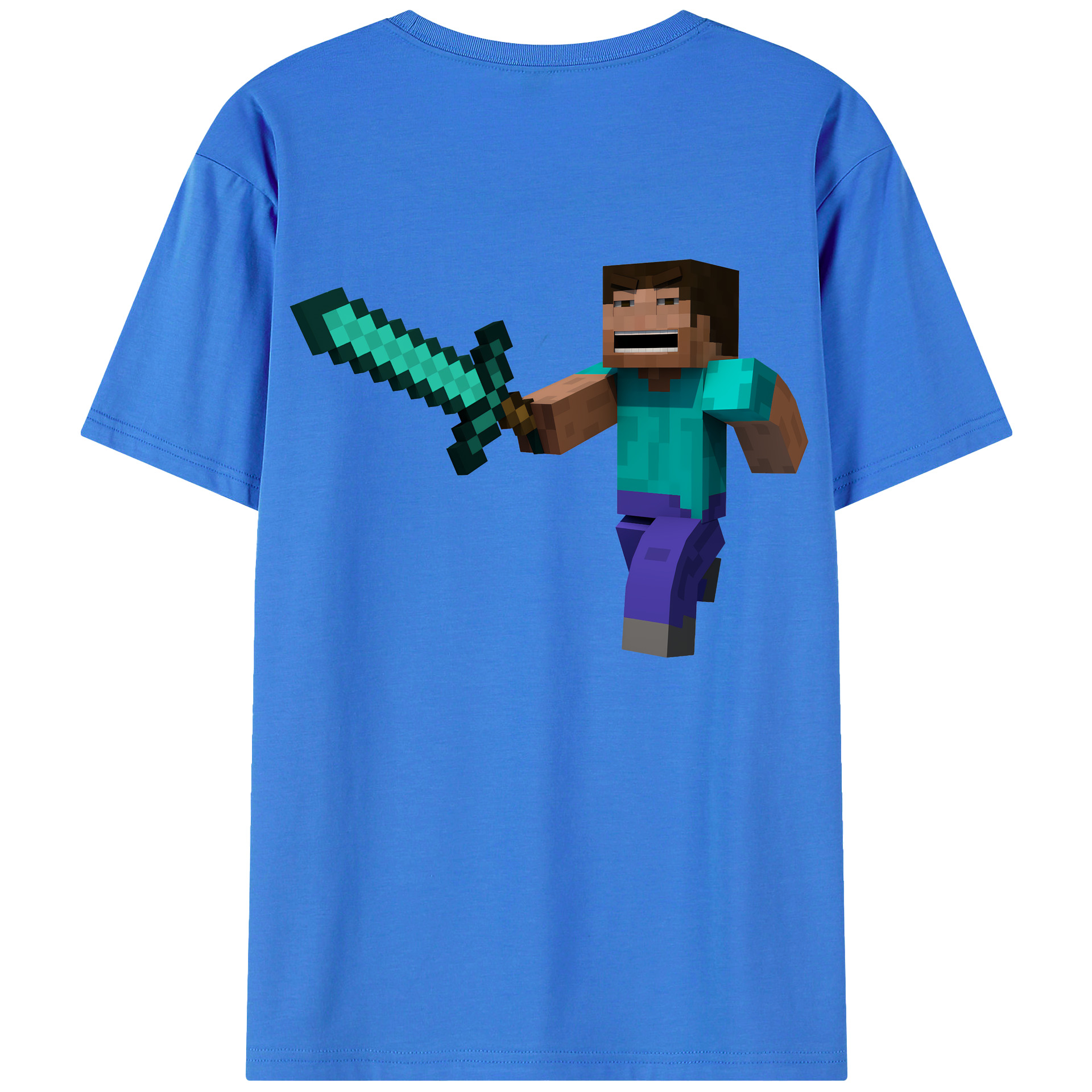 （画像用） マインクラフト ブロックの世界 Minecraft MC Block world 綿100％ メンズ半袖Tシャツ（バックプリント） 通気性