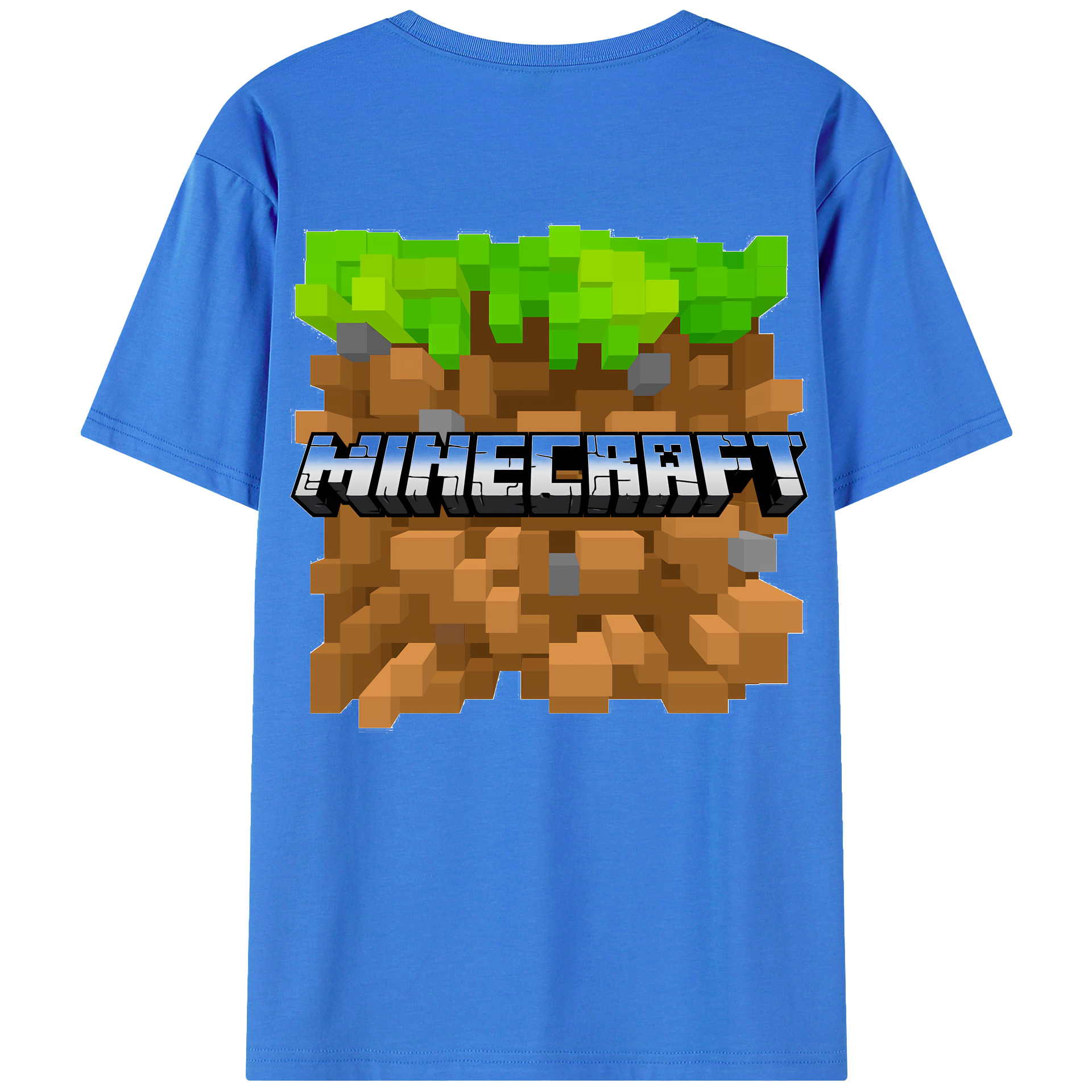 （画像用） マインクラフト ブロックの世界 Minecraft MC Block world 綿100％ メンズ半袖Tシャツ（バックプリント） 通気性