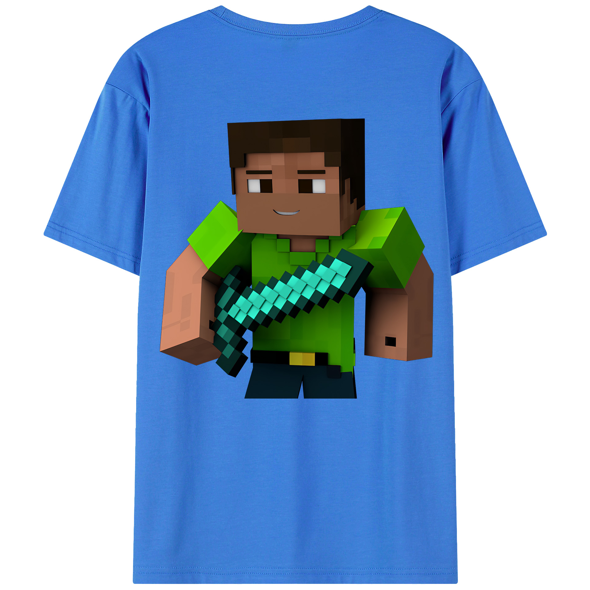 （画像用） マインクラフト ブロックの世界 Minecraft MC Block world 綿100％ メンズ半袖Tシャツ（バックプリント） 通気性