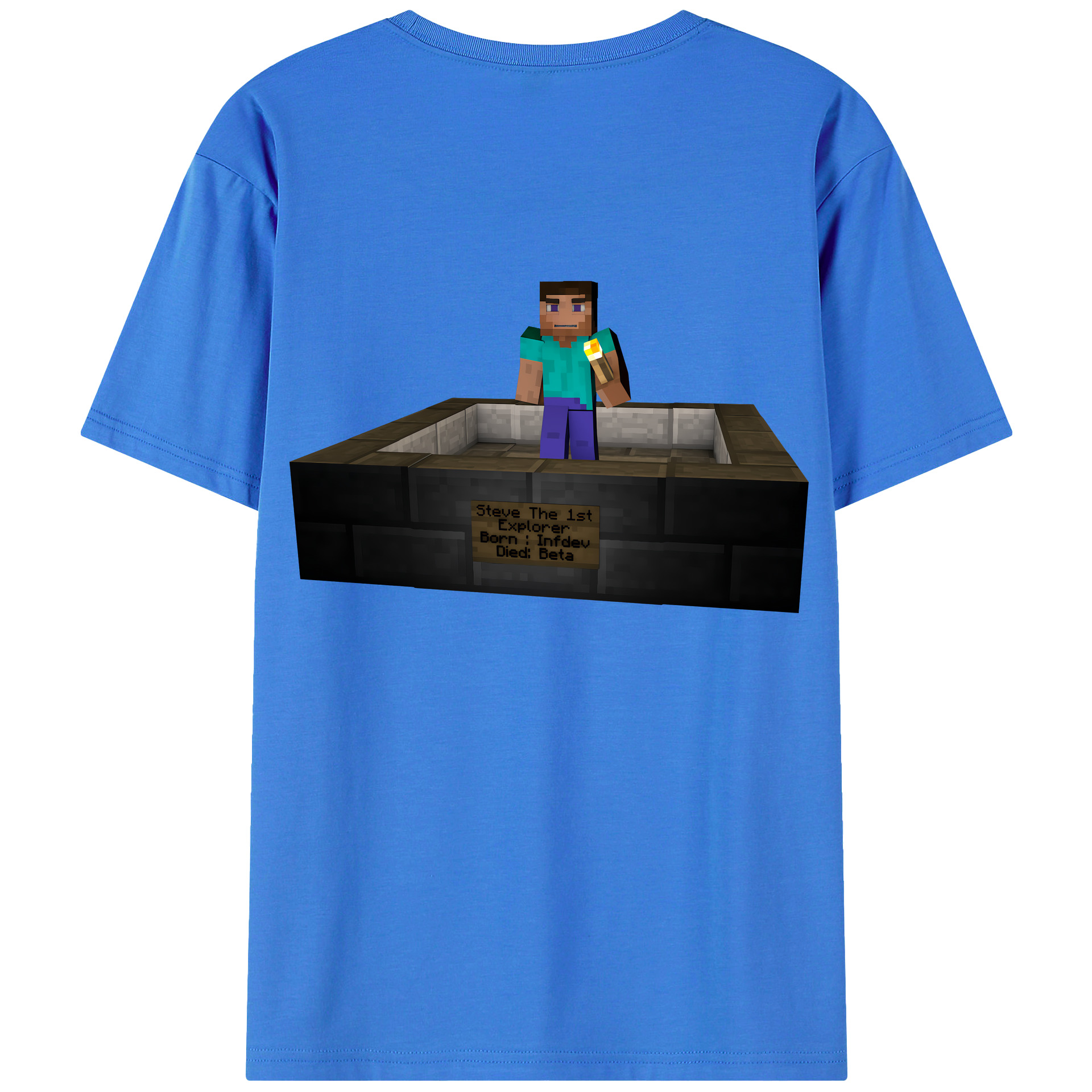 （画像用） マインクラフト ブロックの世界 Minecraft MC Block world 綿100％ メンズ半袖Tシャツ（バックプリント） 通気性