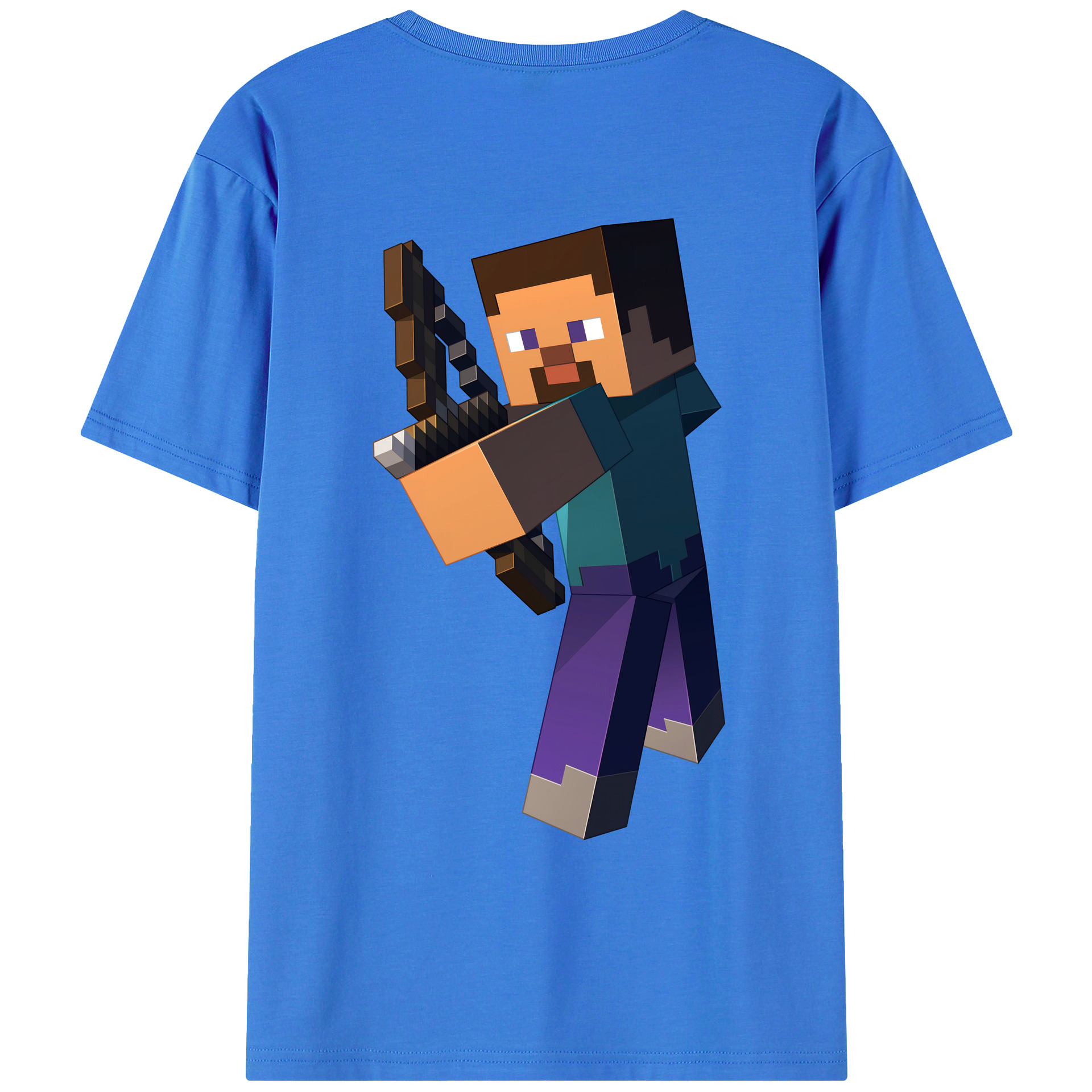 （画像用） マインクラフト ブロックの世界 Minecraft MC Block world 綿100％ メンズ半袖Tシャツ（バックプリント） 通気性