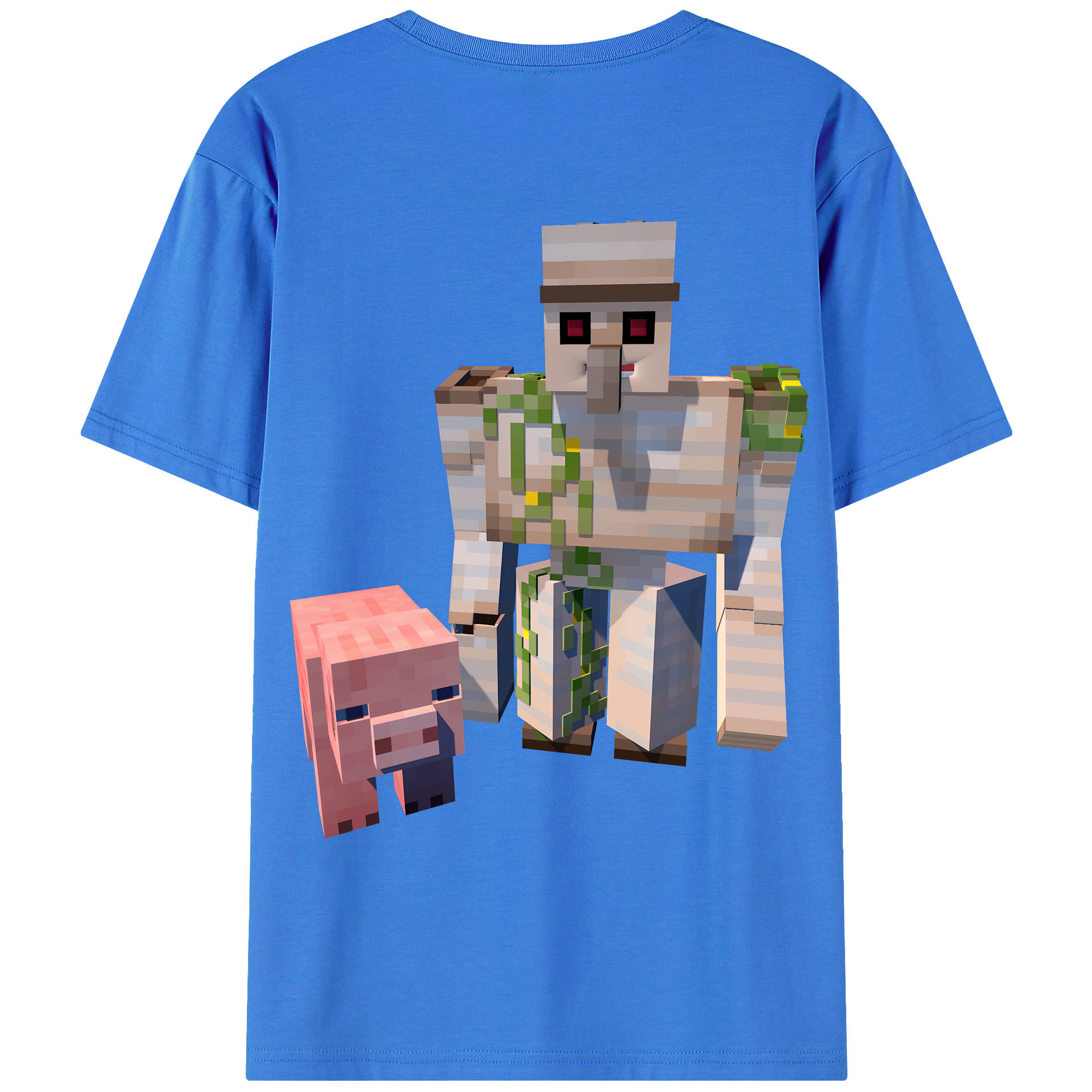 （画像用） マインクラフト ブロックの世界 Minecraft MC Block world 綿100％ メンズ半袖Tシャツ（バックプリント） 通気性