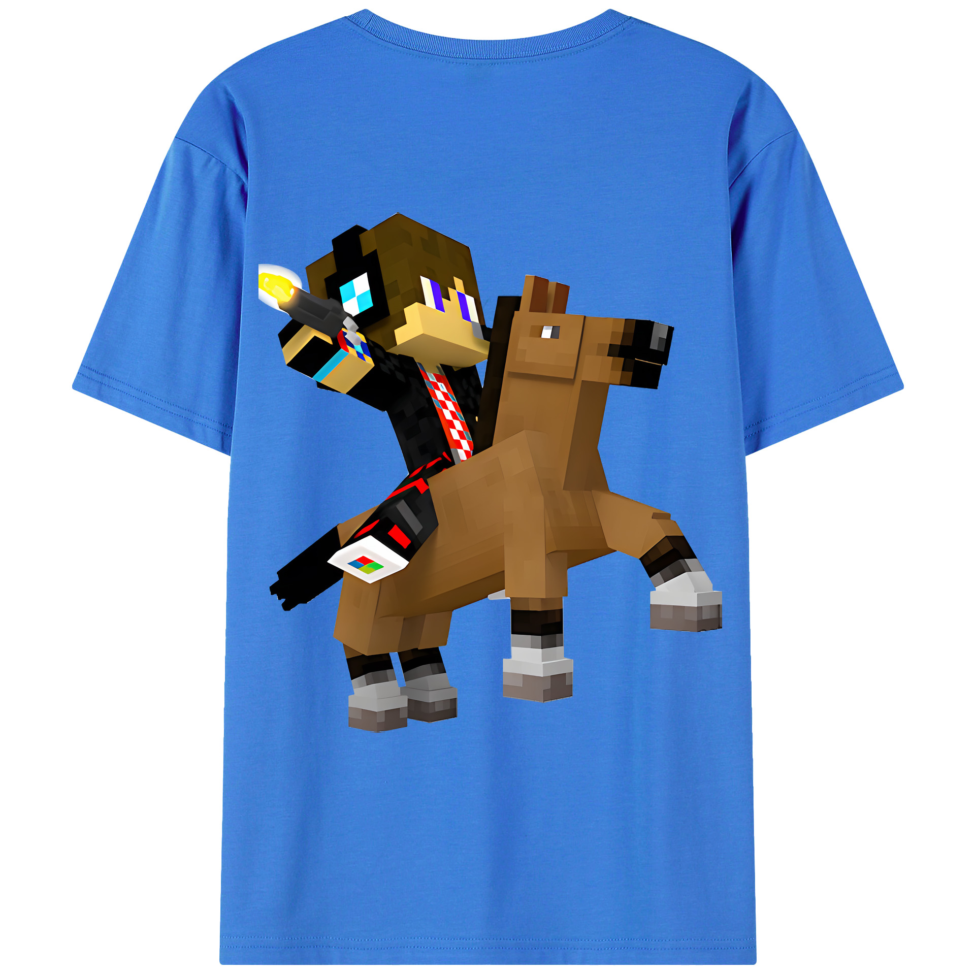 （画像用） マインクラフト ブロックの世界 Minecraft MC Block world 綿100％ メンズ半袖Tシャツ（バックプリント） 通気性