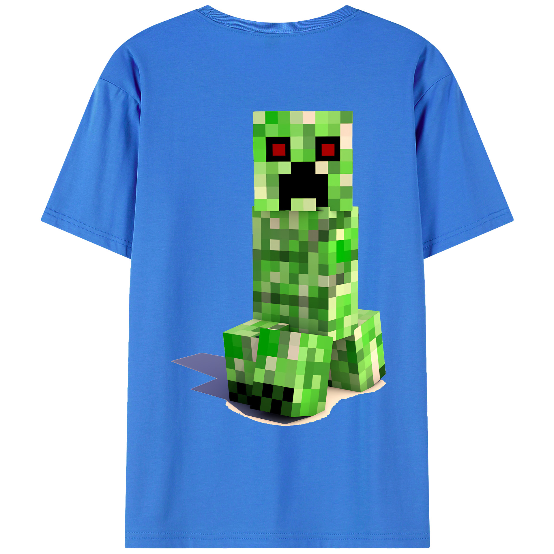 （画像用） マインクラフト ブロックの世界 Minecraft MC Block world 綿100％ メンズ半袖Tシャツ（バックプリント） 通気性
