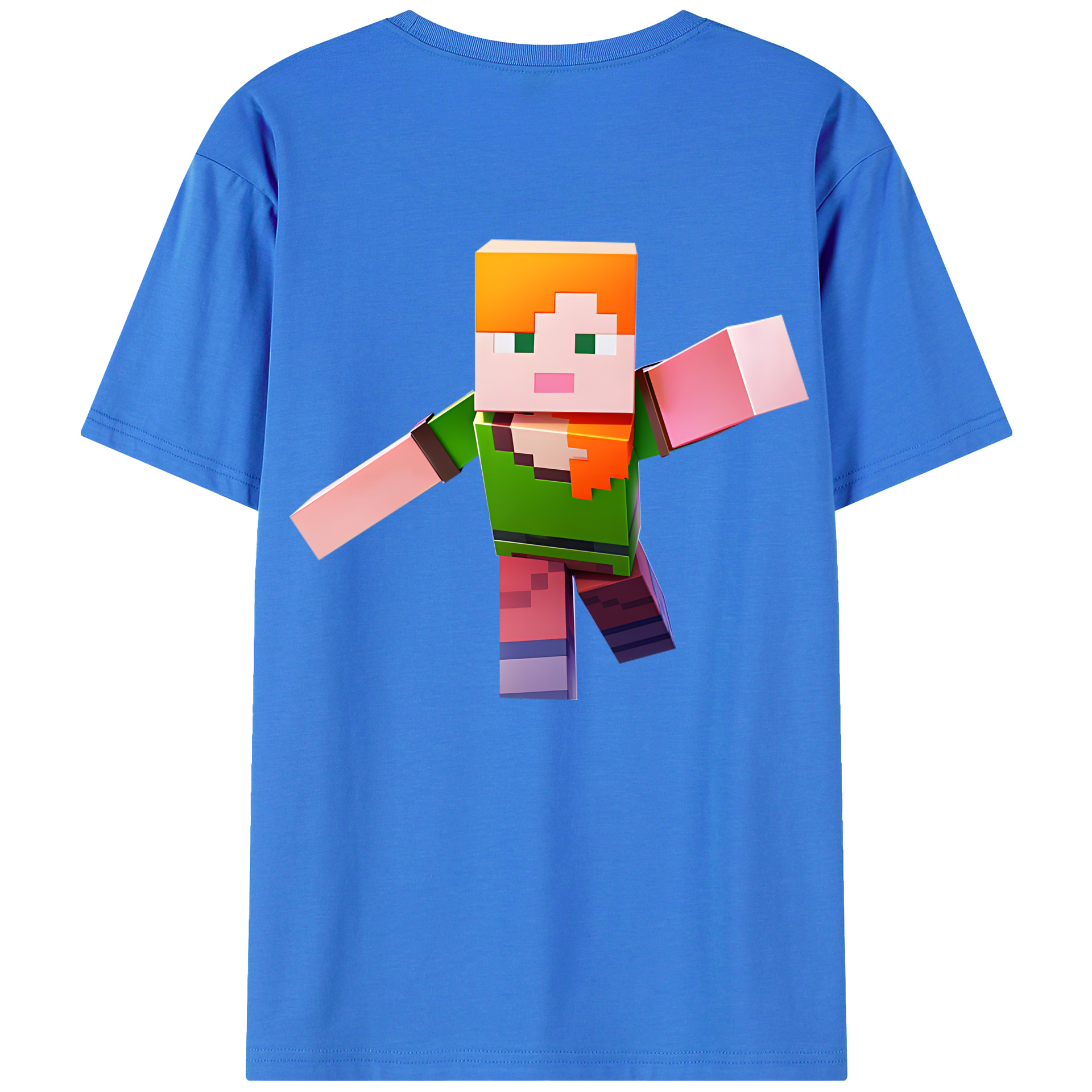 （画像用） マインクラフト ブロックの世界 Minecraft MC Block world 綿100％ メンズ半袖Tシャツ（バックプリント） 通気性