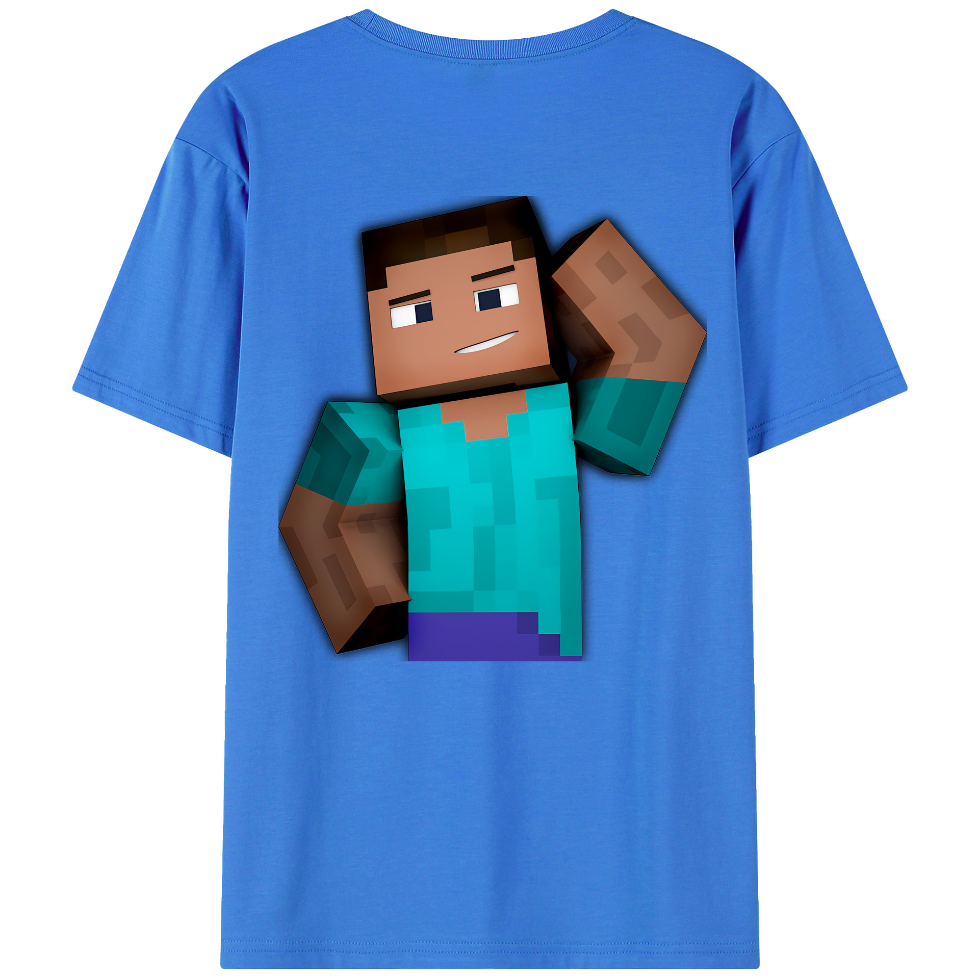 （画像用） マインクラフト ブロックの世界 Minecraft MC Block world 綿100％ メンズ半袖Tシャツ（バックプリント） 通気性