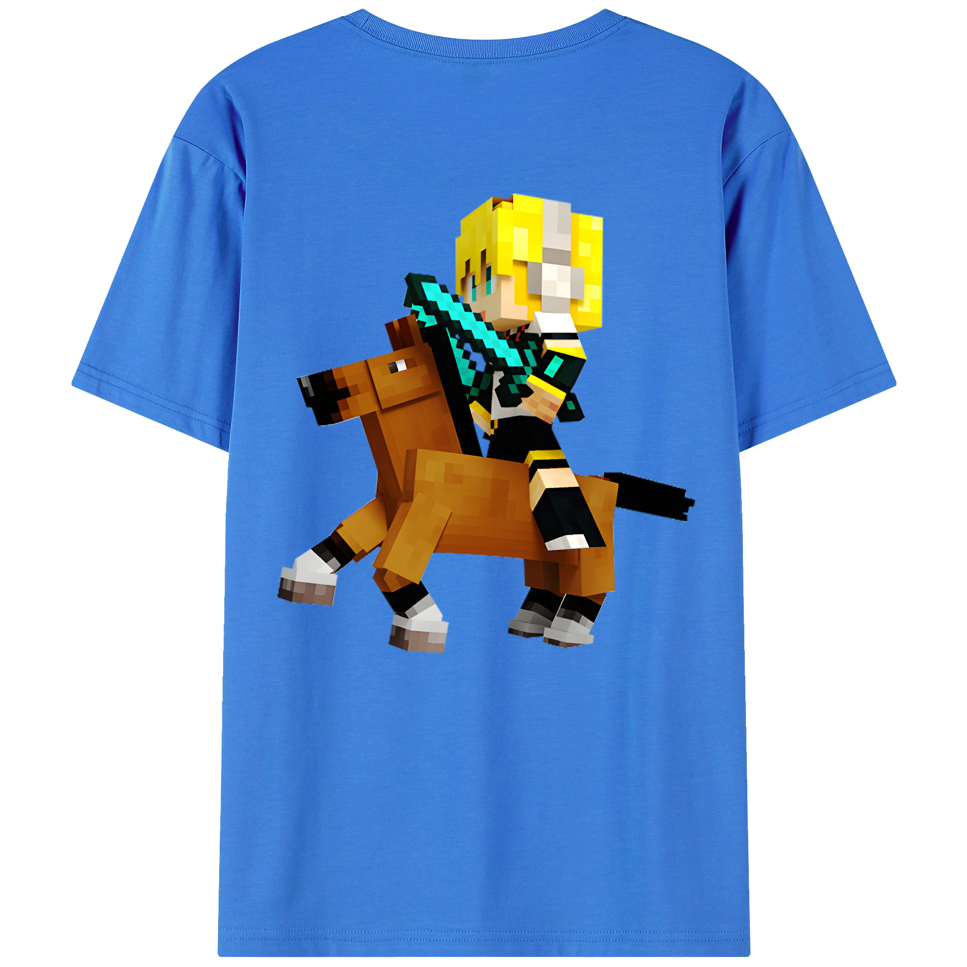 （画像用） マインクラフト ブロックの世界 Minecraft MC Block world 綿100％ メンズ半袖Tシャツ（バックプリント） 通気性