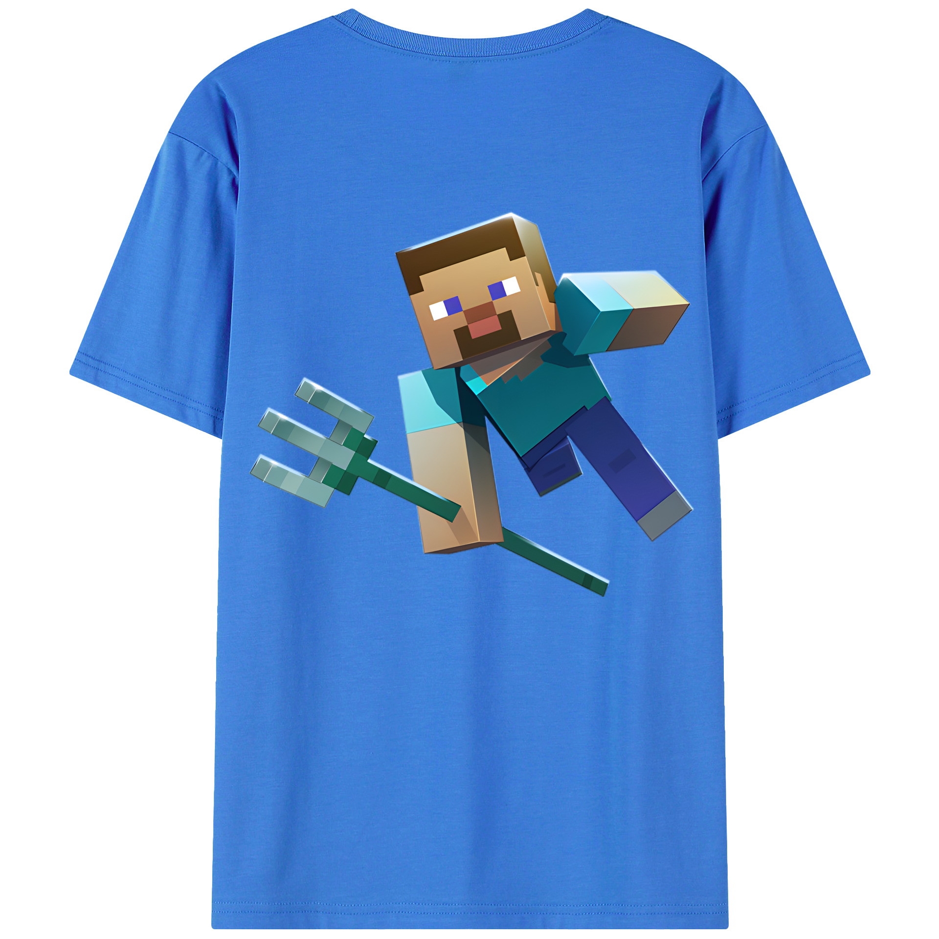 （画像用） マインクラフト ブロックの世界 Minecraft MC Block world 綿100％ メンズ半袖Tシャツ（バックプリント） 通気性