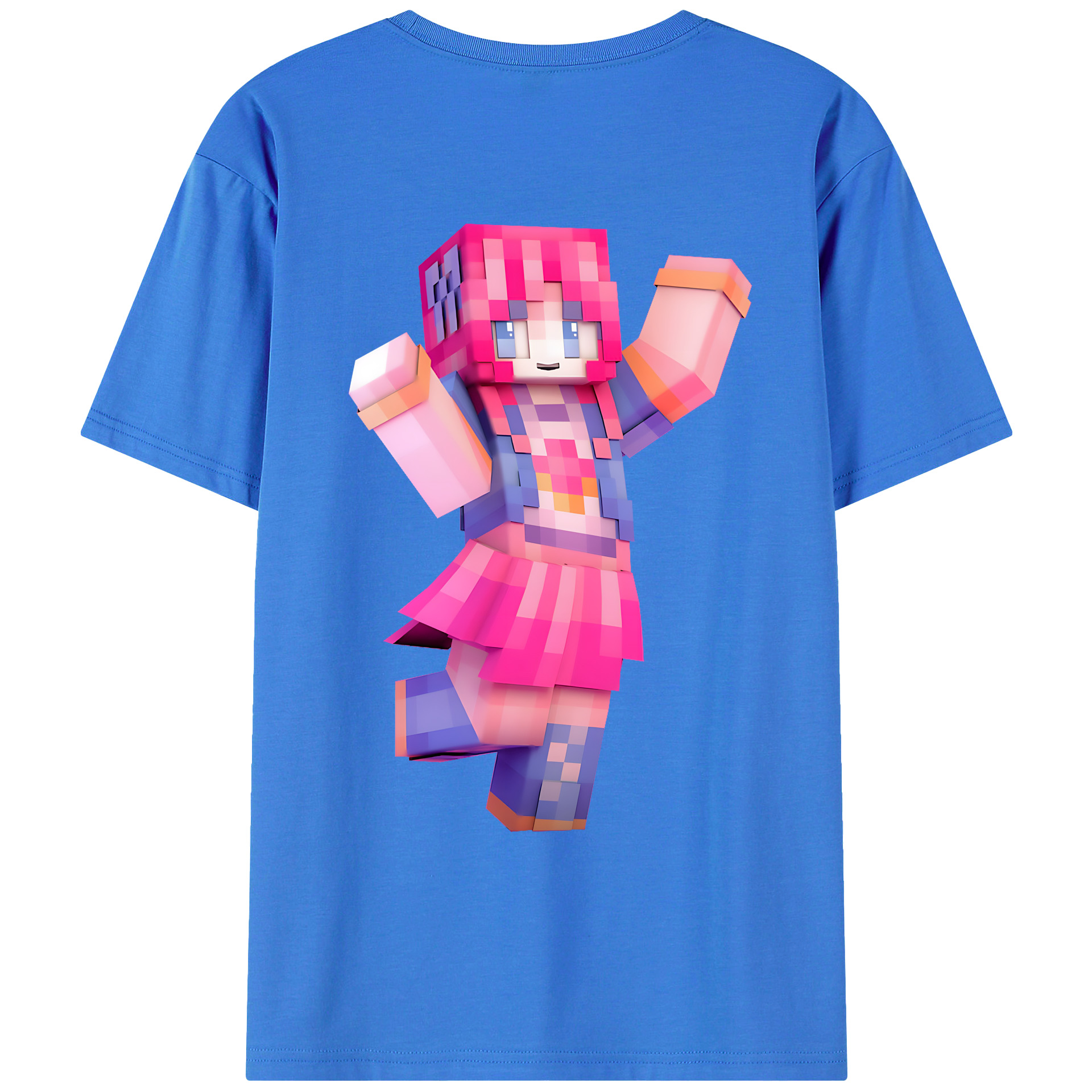（画像用） マインクラフト ブロックの世界 Minecraft MC Block world 綿100％ メンズ半袖Tシャツ（バックプリント） 通気性