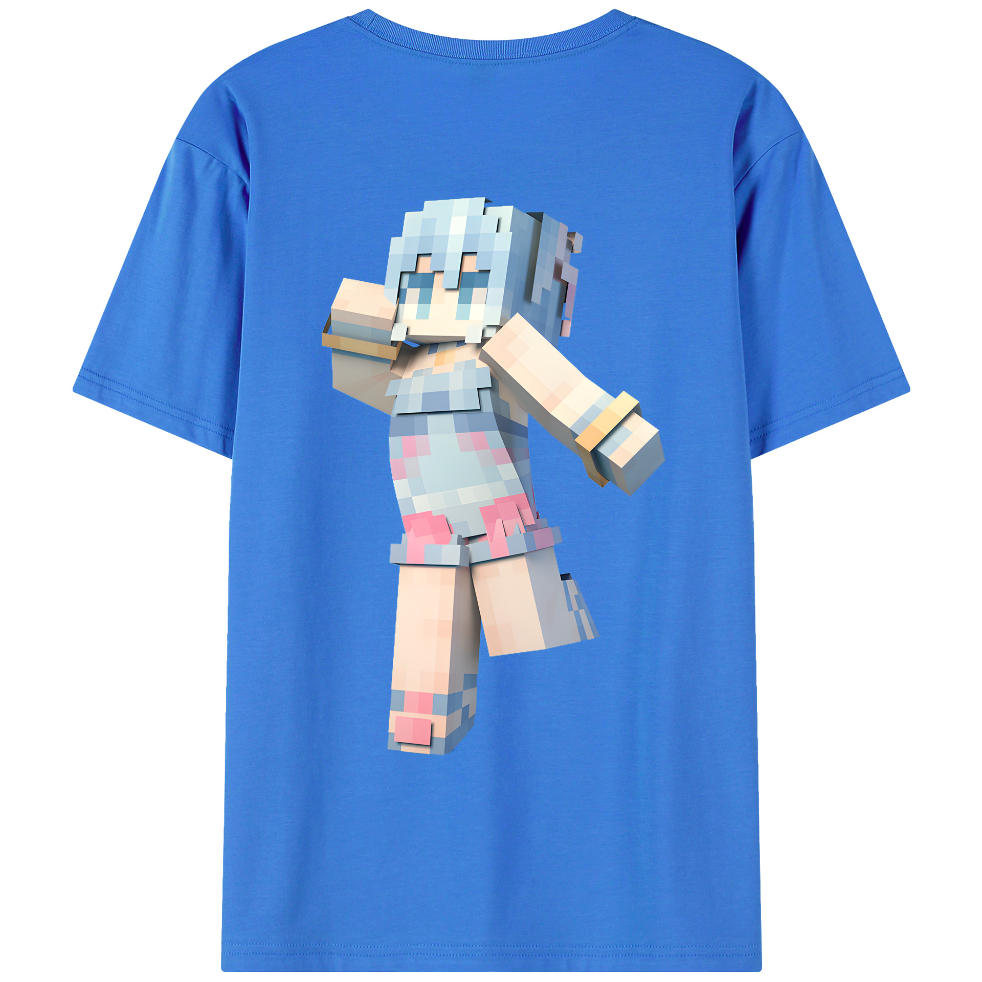 （画像用） マインクラフト ブロックの世界 Minecraft MC Block world 綿100％ メンズ半袖Tシャツ（バックプリント） 通気性
