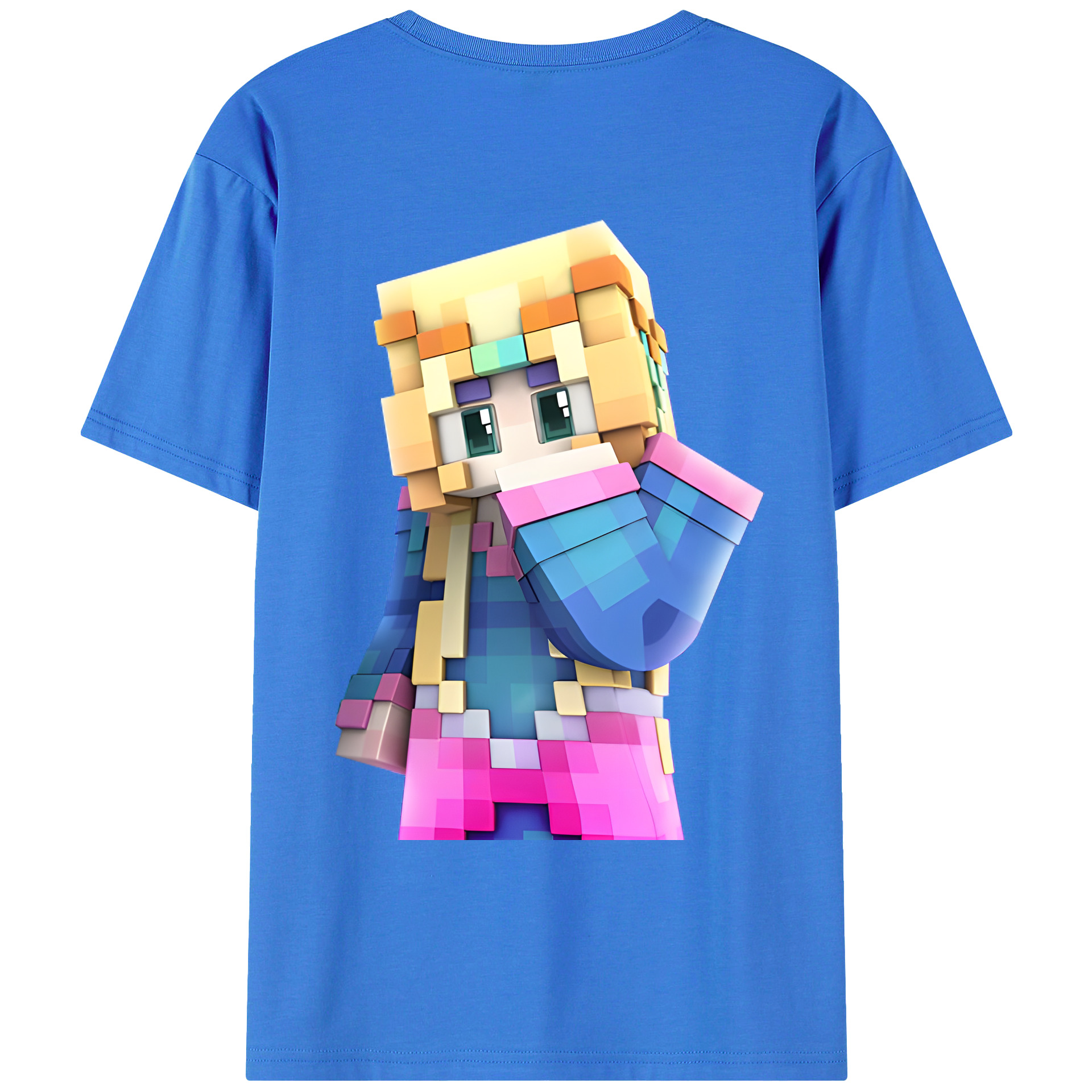 （画像用） マインクラフト ブロックの世界 Minecraft MC Block world 綿100％ メンズ半袖Tシャツ（バックプリント） 通気性