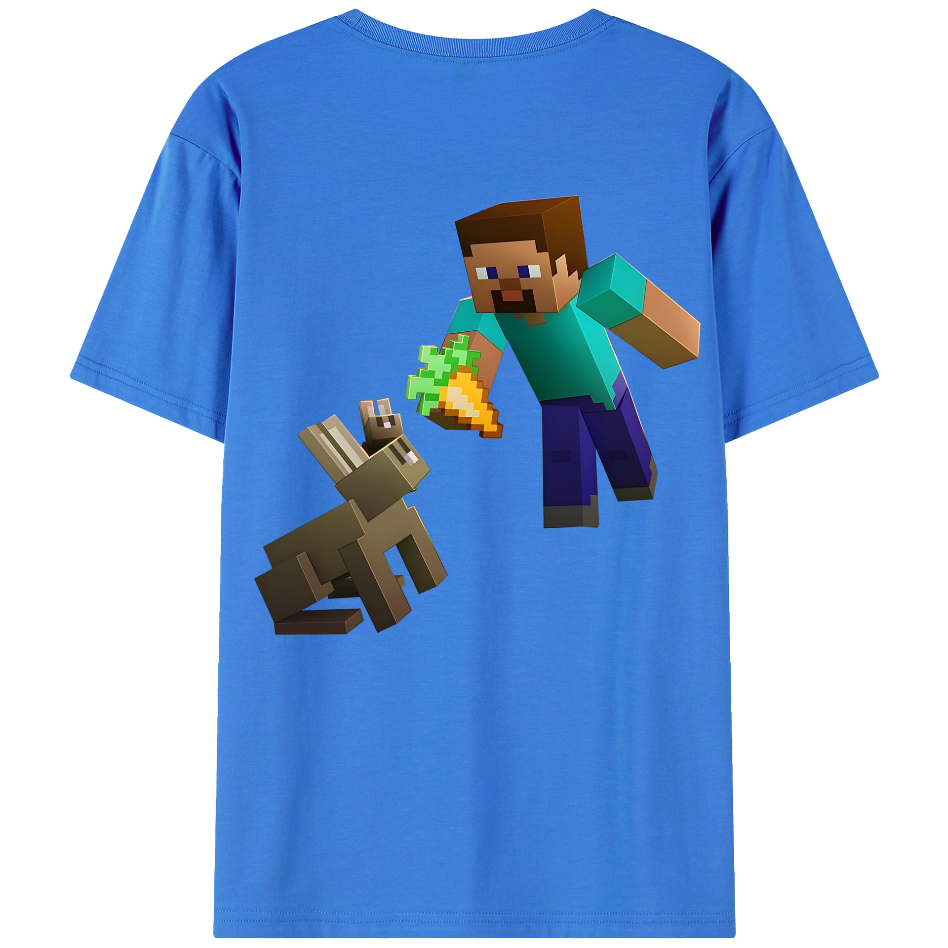 （画像用） マインクラフト ブロックの世界 Minecraft MC Block world 綿100％ メンズ半袖Tシャツ（バックプリント） 通気性