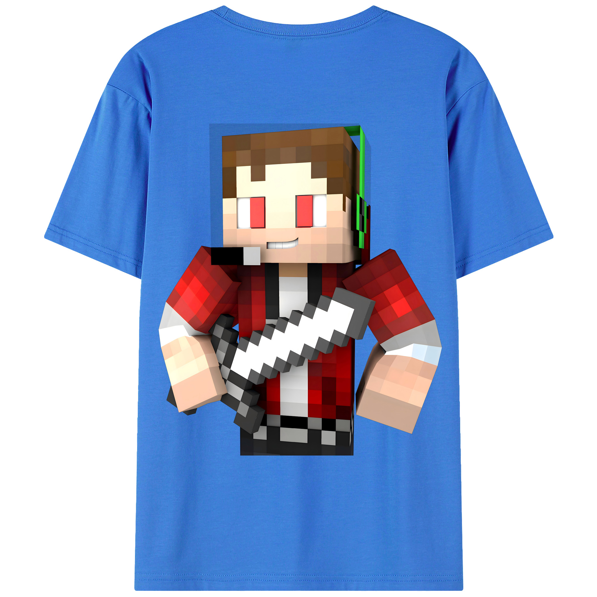 （画像用） マインクラフト ブロックの世界 Minecraft MC Block world 綿100％ メンズ半袖Tシャツ（バックプリント） 通気性