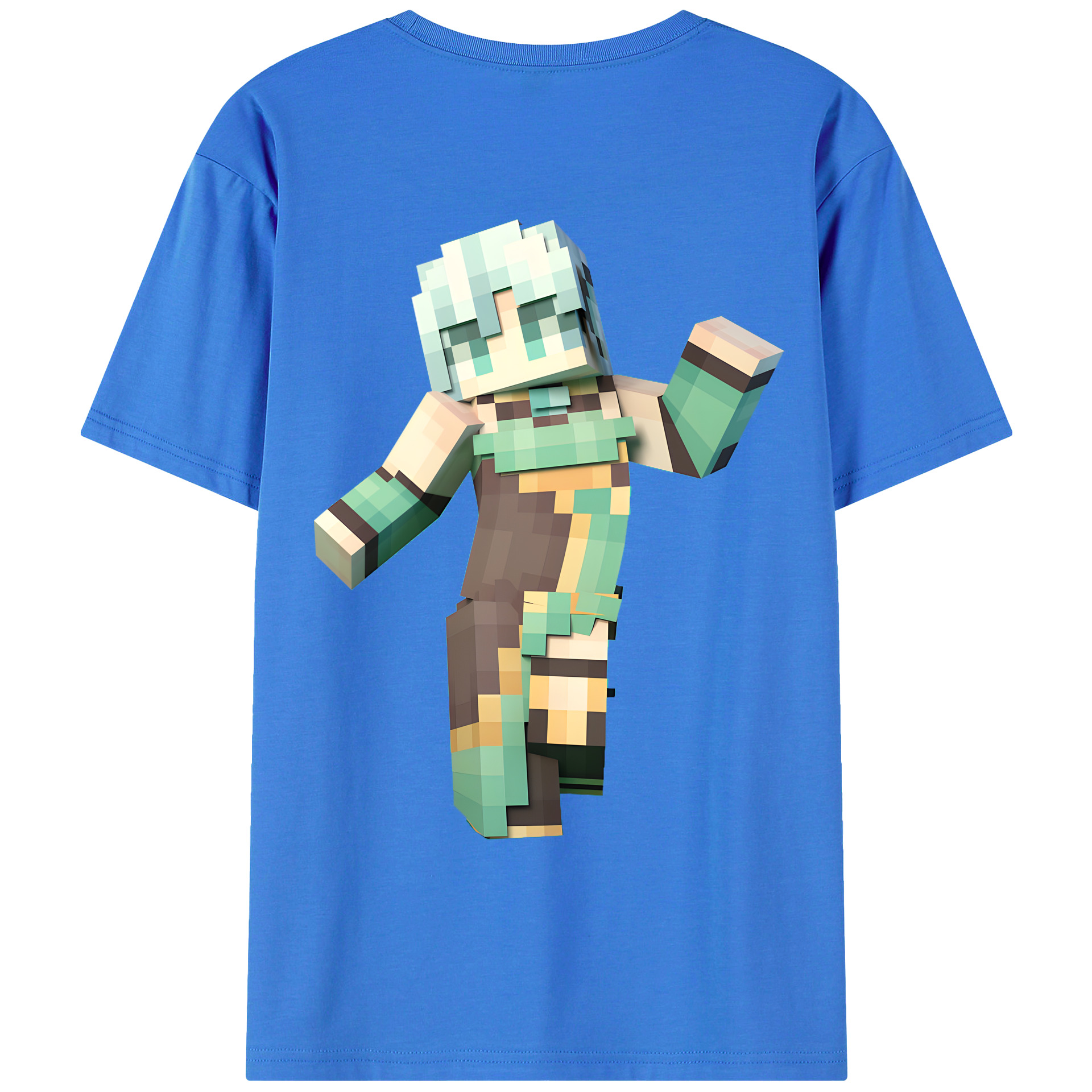 （画像用） マインクラフト ブロックの世界 Minecraft MC Block world 綿100％ メンズ半袖Tシャツ（バックプリント） 通気性