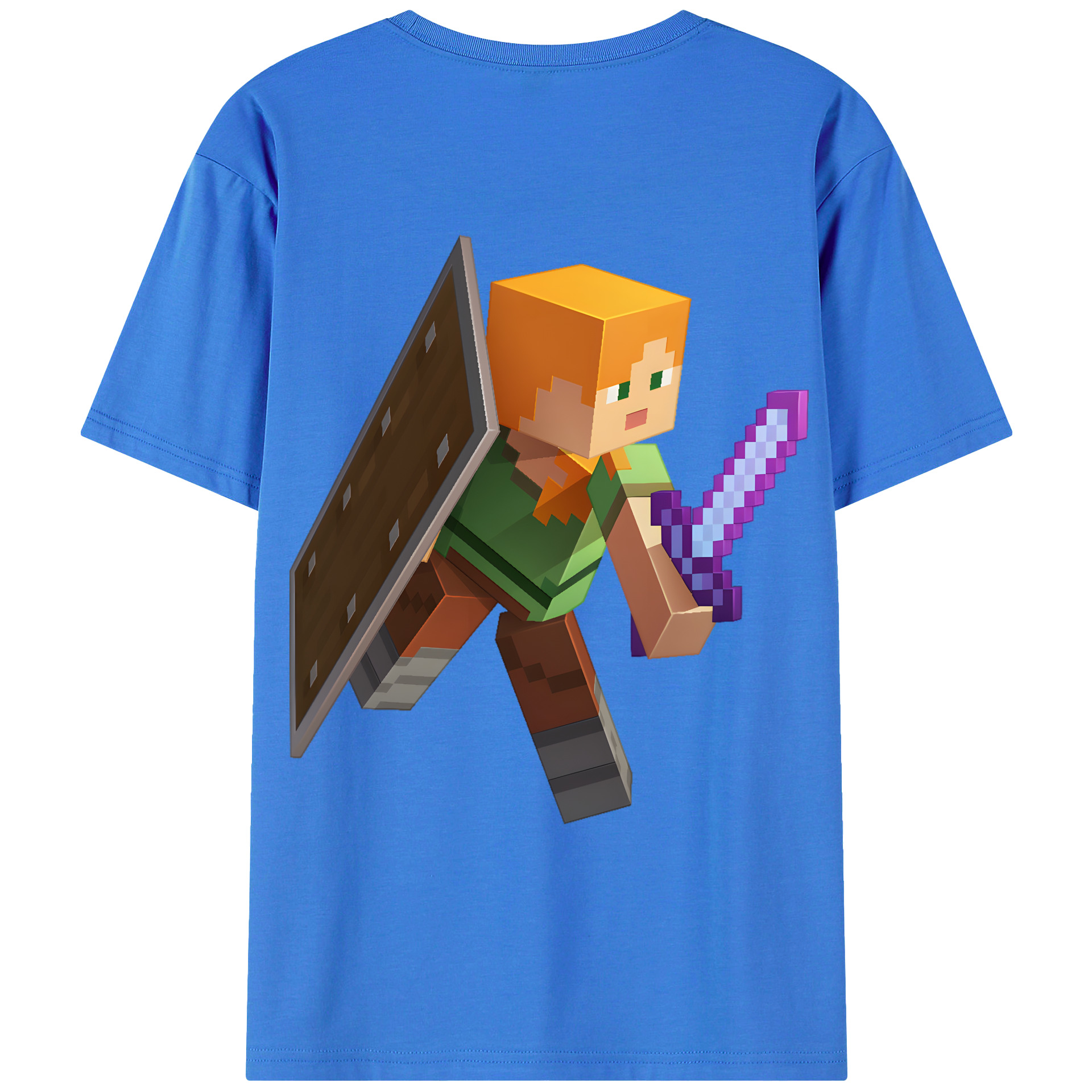（画像用） マインクラフト ブロックの世界 Minecraft MC Block world 綿100％ メンズ半袖Tシャツ（バックプリント） 通気性