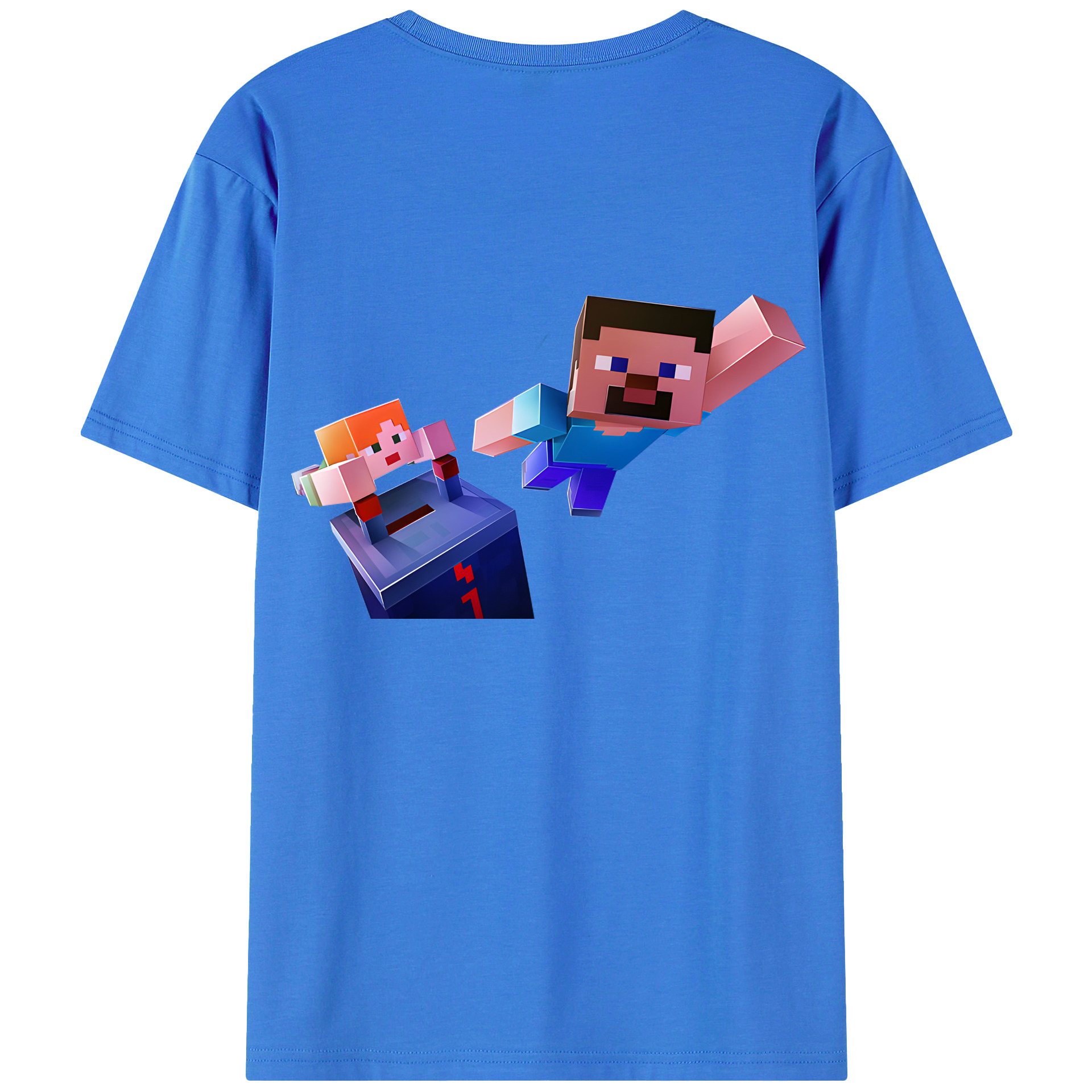 （画像用） マインクラフト ブロックの世界 Minecraft MC Block world 綿100％ メンズ半袖Tシャツ（バックプリント） 通気性