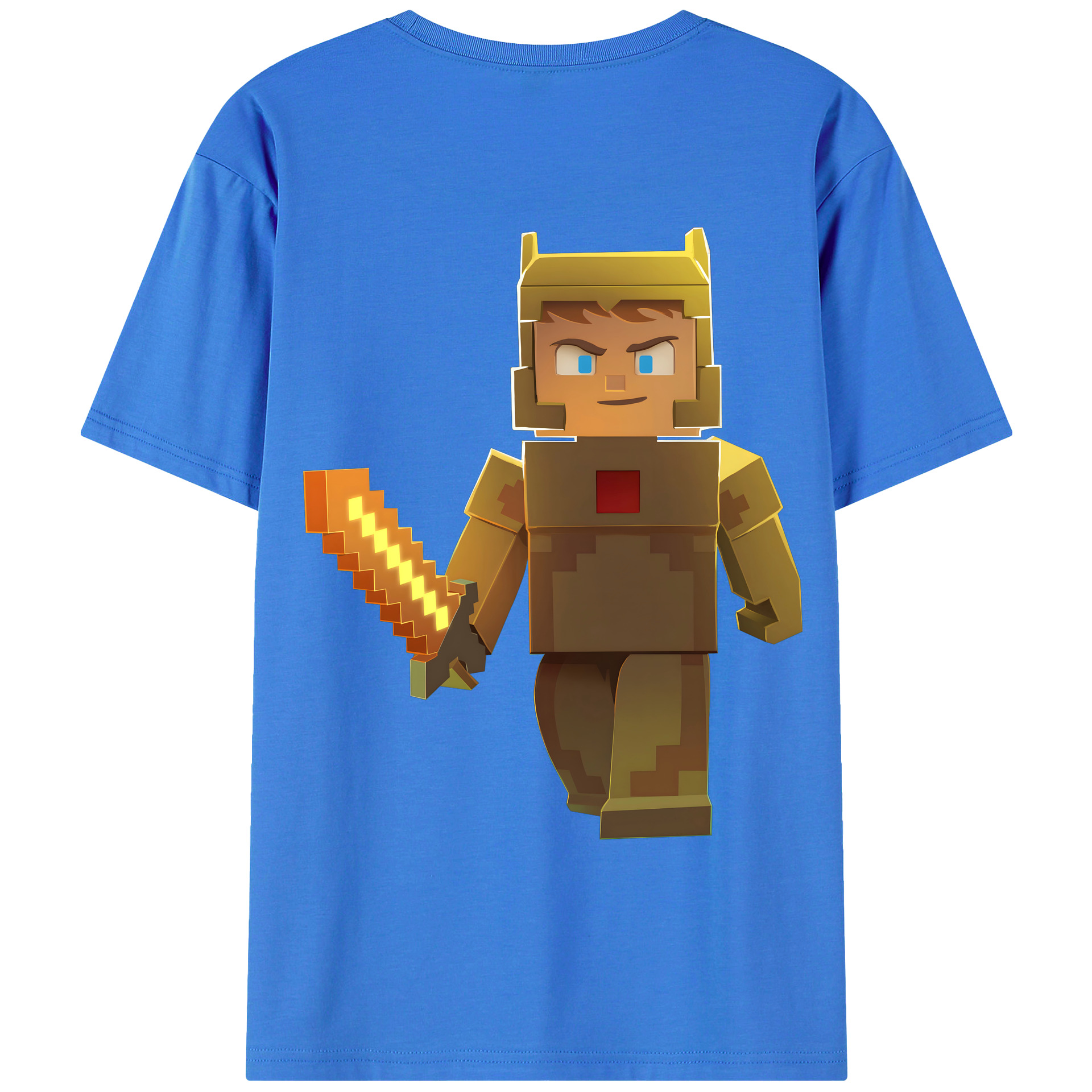 （画像用） マインクラフト ブロックの世界 Minecraft MC Block world 綿100％ メンズ半袖Tシャツ（バックプリント） 通気性