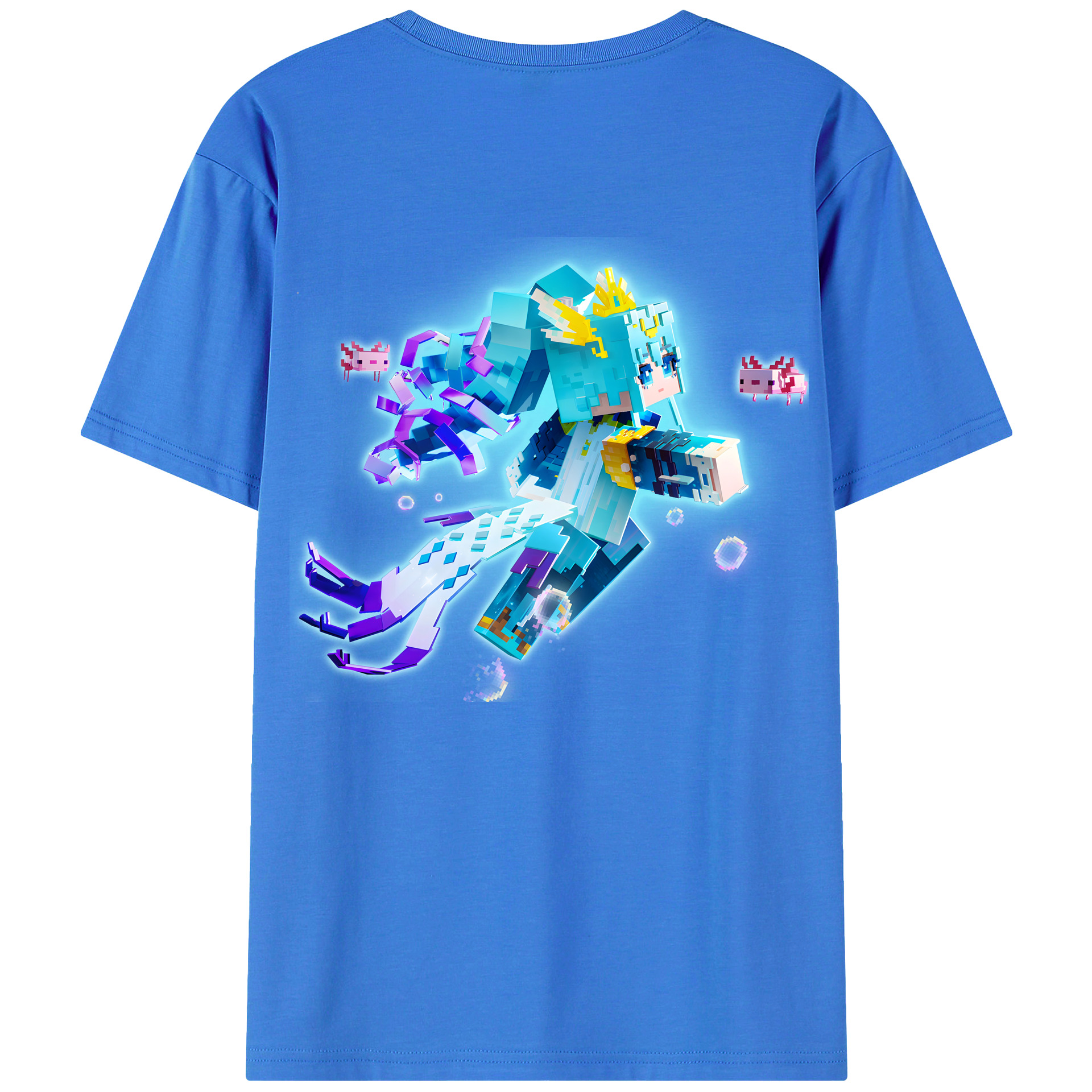 （画像用） マインクラフト ブロックの世界 Minecraft MC Block world 綿100％ メンズ半袖Tシャツ（バックプリント） 通気性