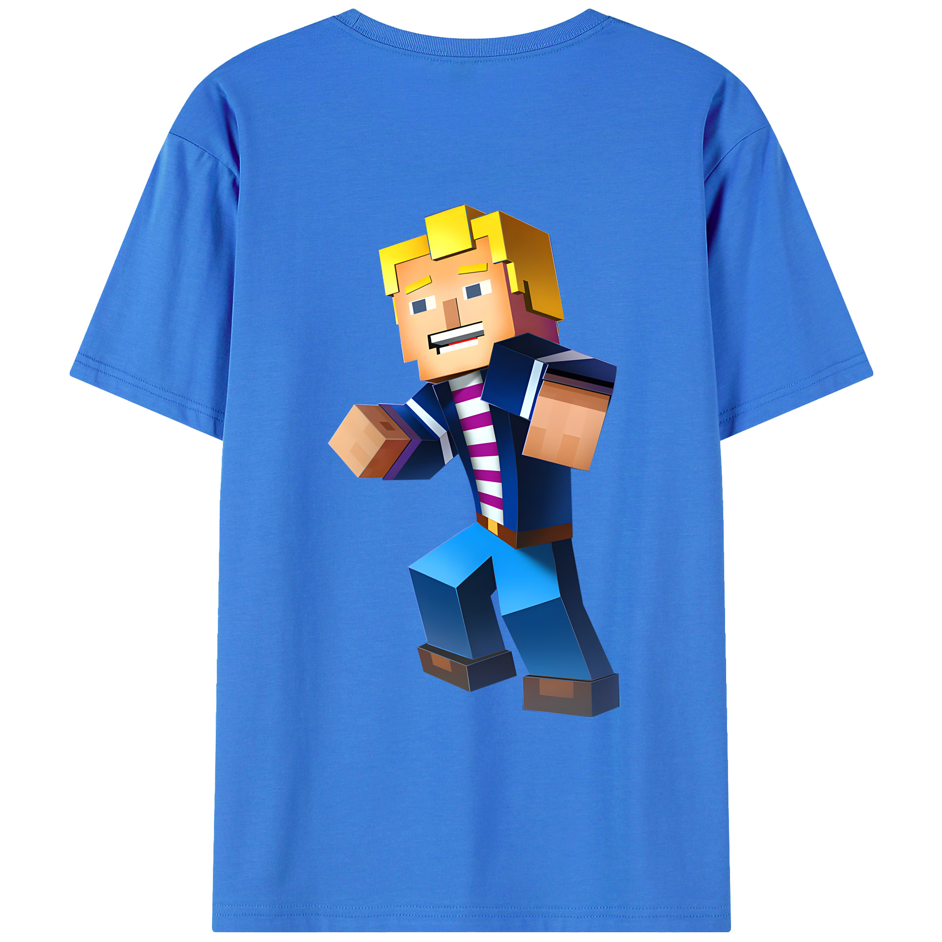 （画像用） マインクラフト ブロックの世界 Minecraft MC Block world 綿100％ メンズ半袖Tシャツ（バックプリント） 通気性