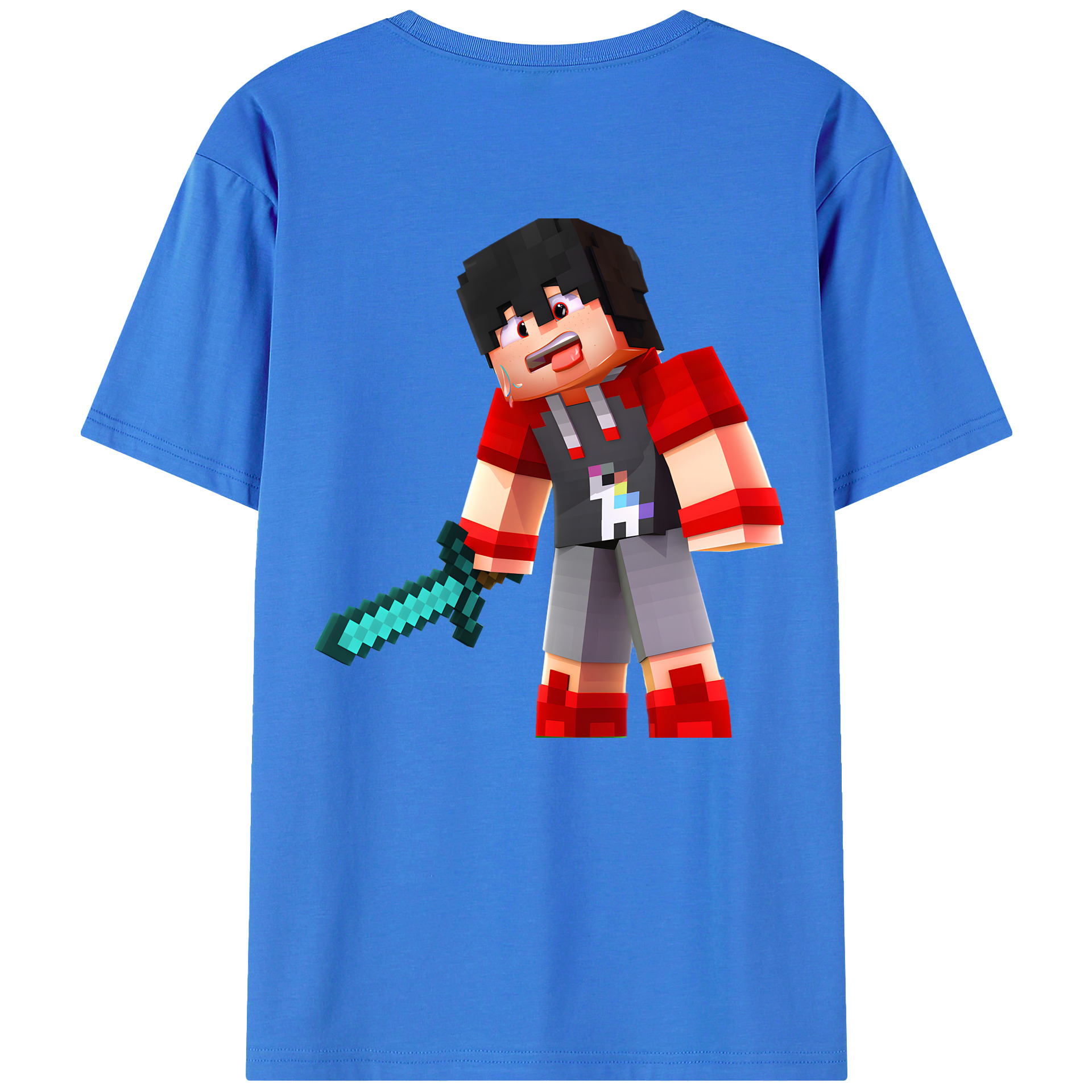 （画像用） マインクラフト ブロックの世界 Minecraft MC Block world 綿100％ メンズ半袖Tシャツ（バックプリント） 通気性