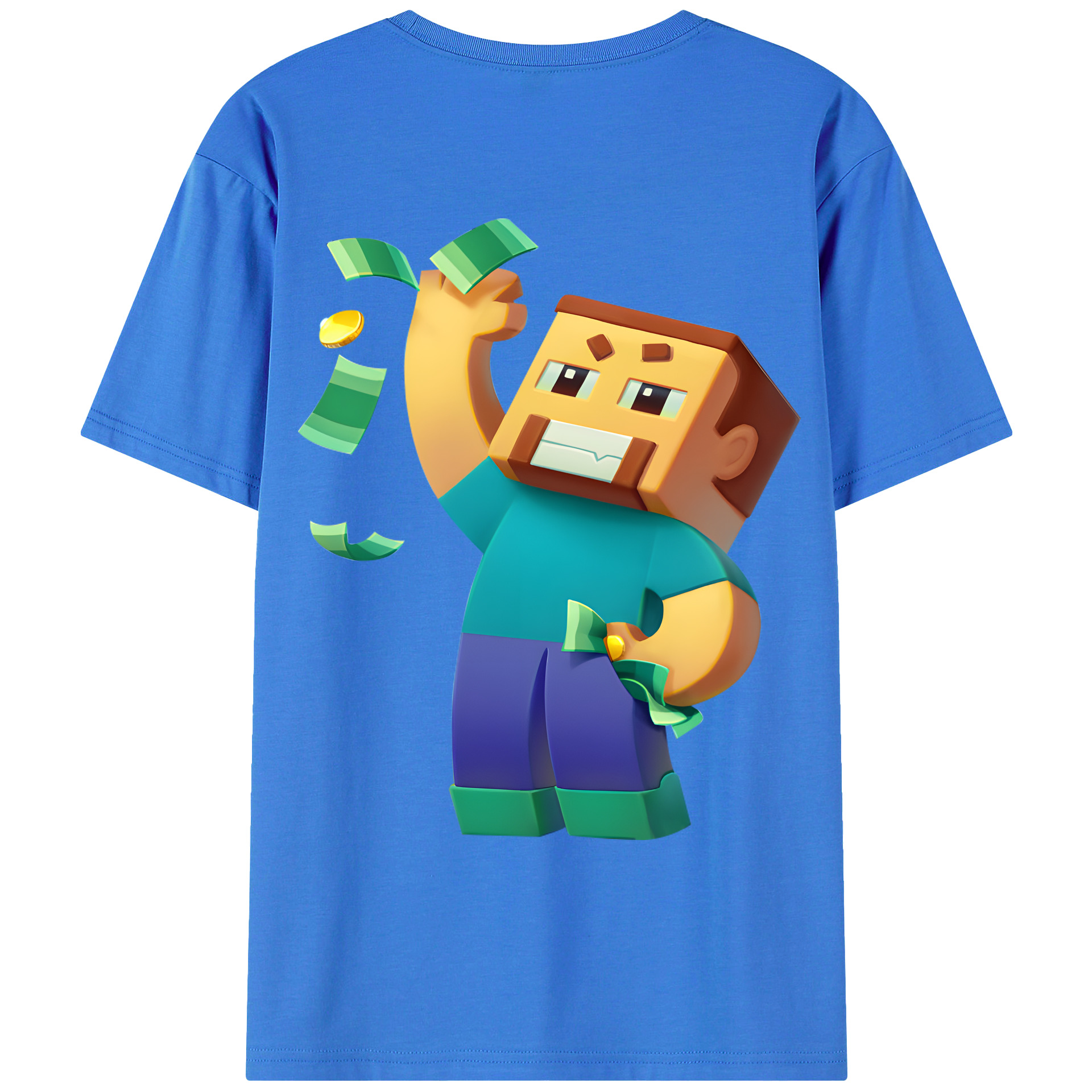 （画像用） マインクラフト ブロックの世界 Minecraft MC Block world 綿100％ メンズ半袖Tシャツ（バックプリント） 通気性
