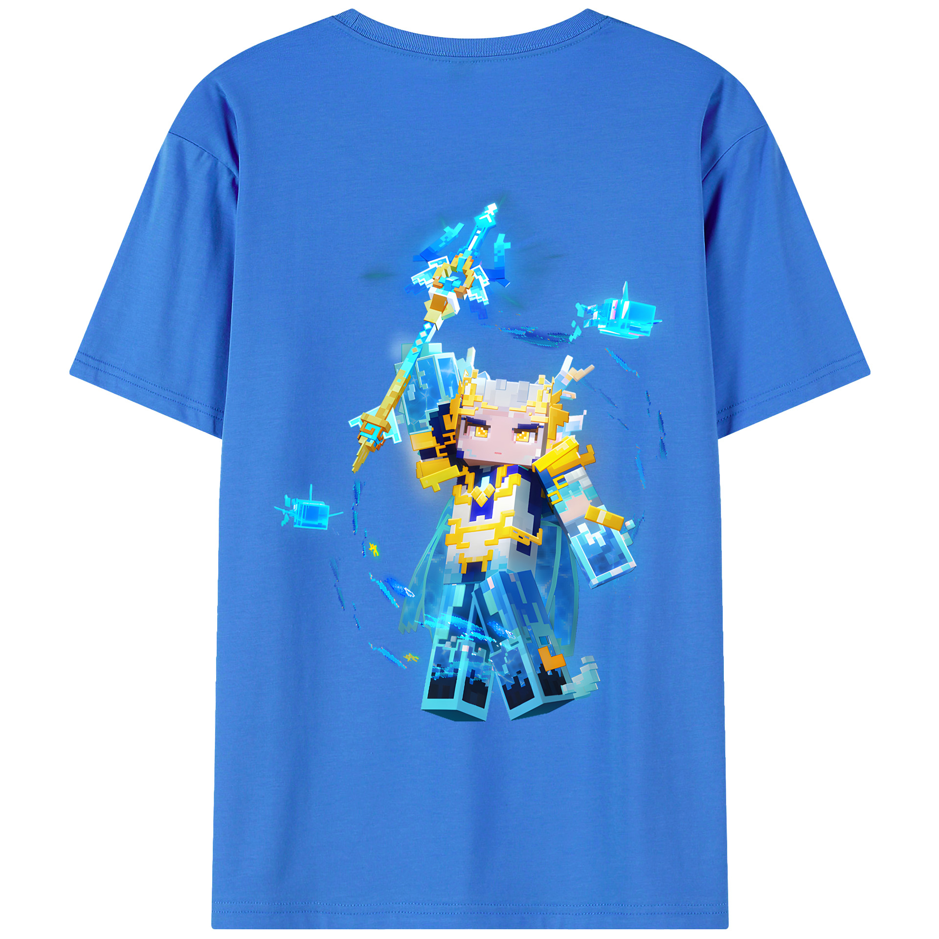 （画像用） マインクラフト ブロックの世界 Minecraft MC Block world 綿100％ メンズ半袖Tシャツ（バックプリント） 通気性
