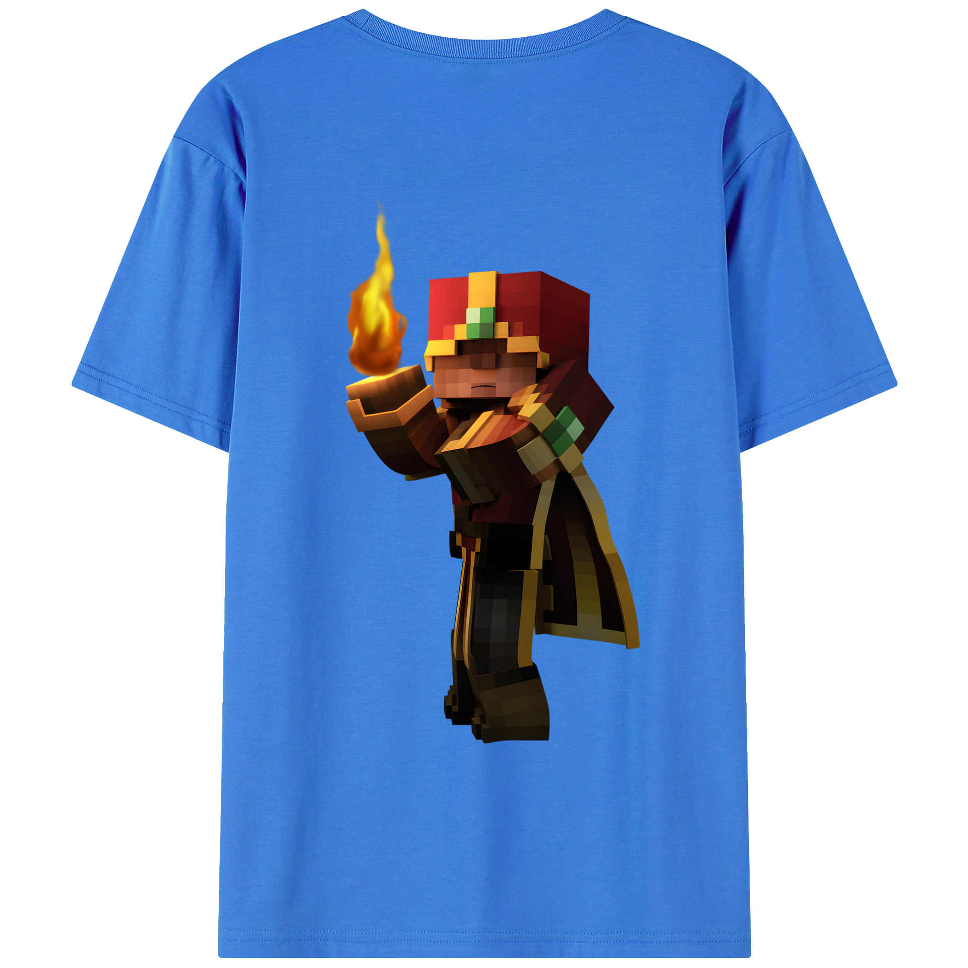 （画像用） マインクラフト ブロックの世界 Minecraft MC Block world 綿100％ メンズ半袖Tシャツ（バックプリント） 通気性