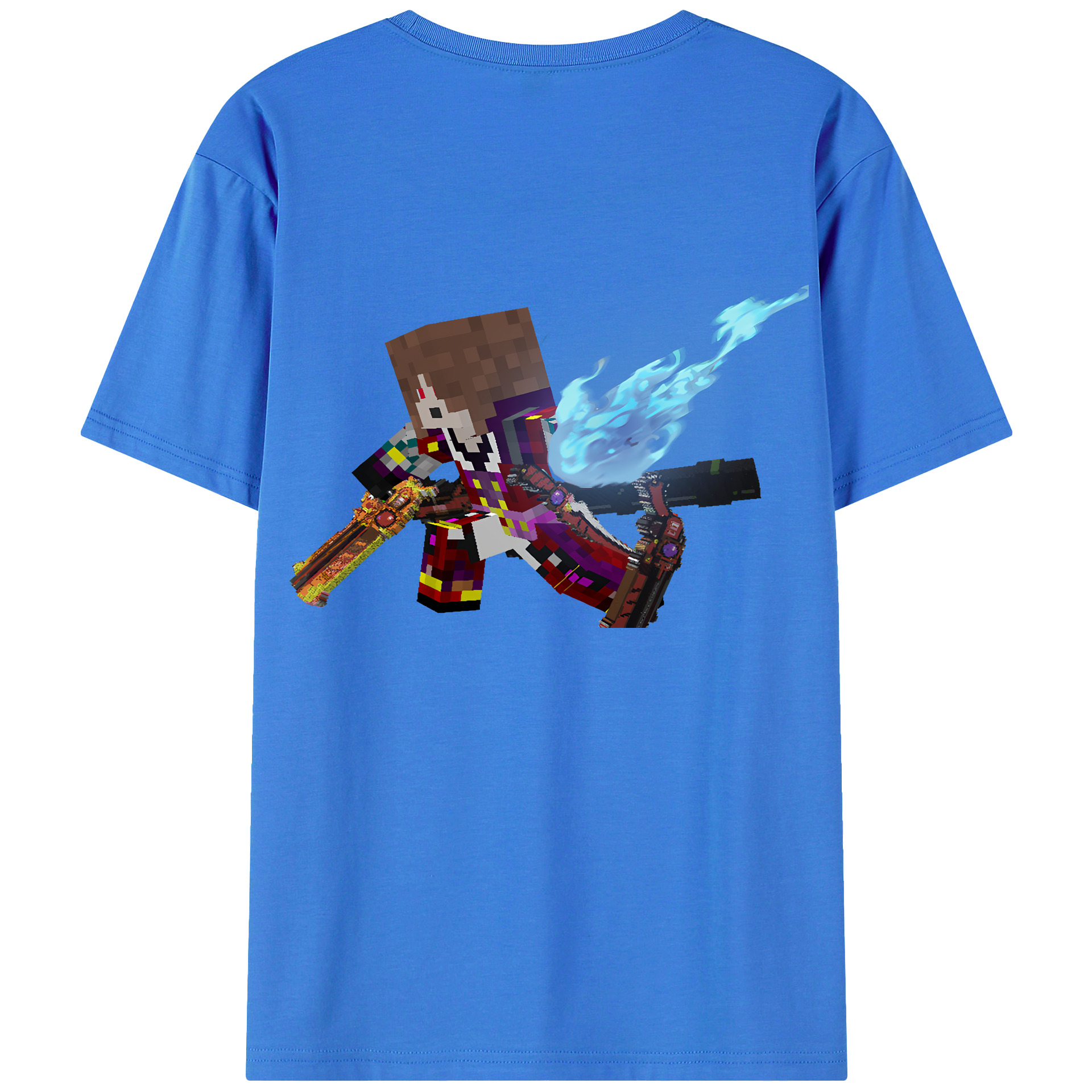 （画像用） マインクラフト ブロックの世界 Minecraft MC Block world 綿100％ メンズ半袖Tシャツ（バックプリント） 通気性