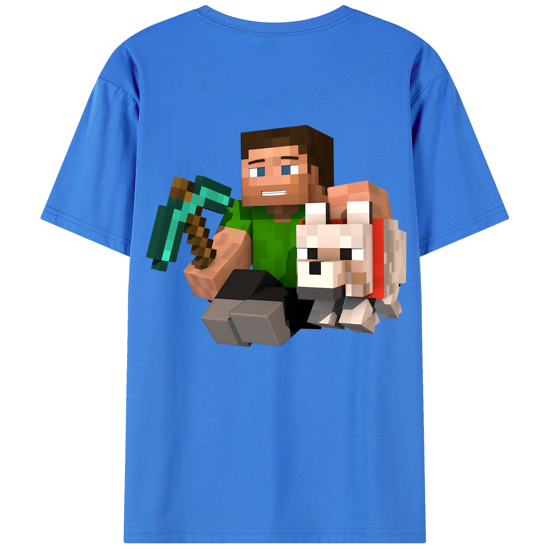 （画像用） マインクラフト ブロックの世界 Minecraft MC Block world 綿100％ メンズ半袖Tシャツ（バックプリント） 通気性