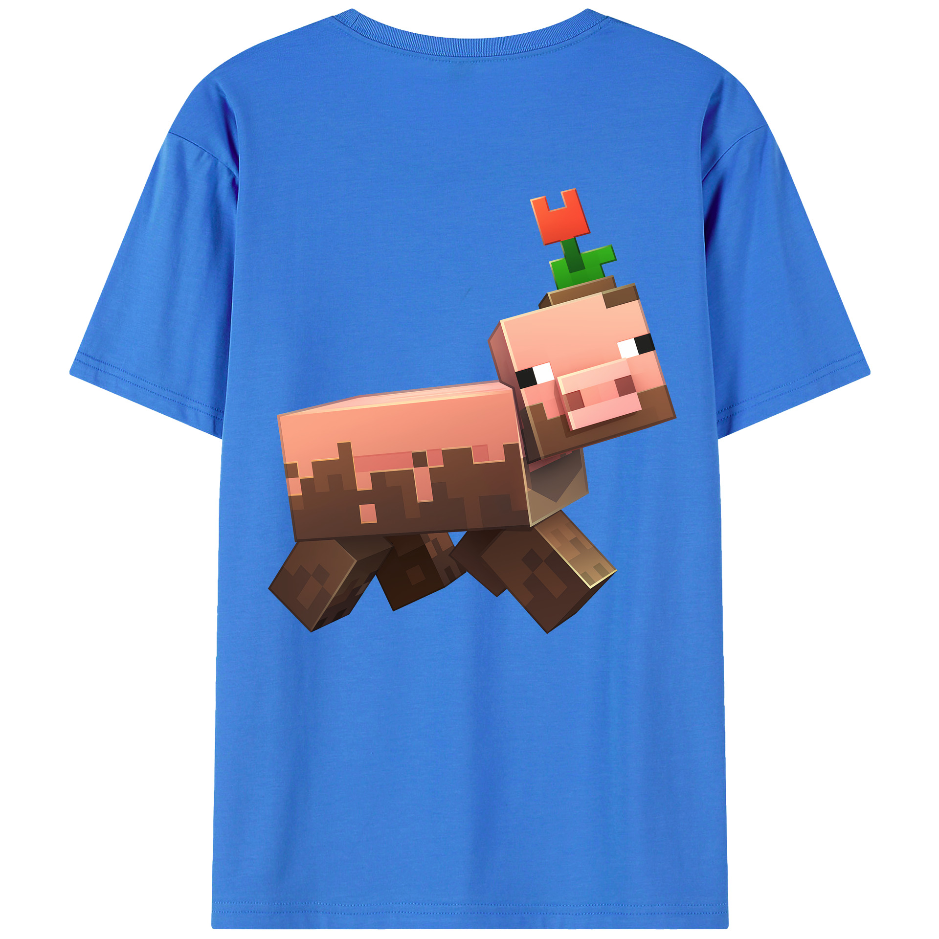 （画像用） マインクラフト ブロックの世界 Minecraft MC Block world 綿100％ メンズ半袖Tシャツ（バックプリント） 通気性