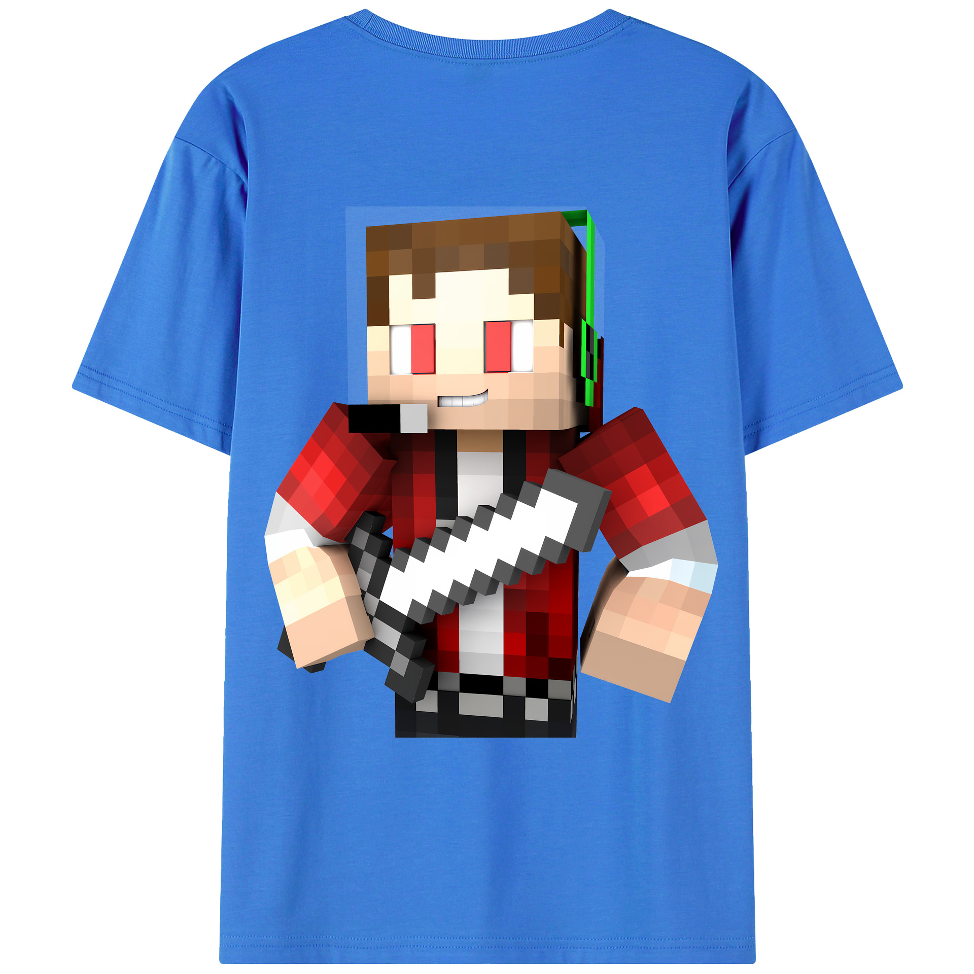 （画像用） マインクラフト ブロックの世界 Minecraft MC Block world 綿100％ メンズ半袖Tシャツ（バックプリント） 通気性