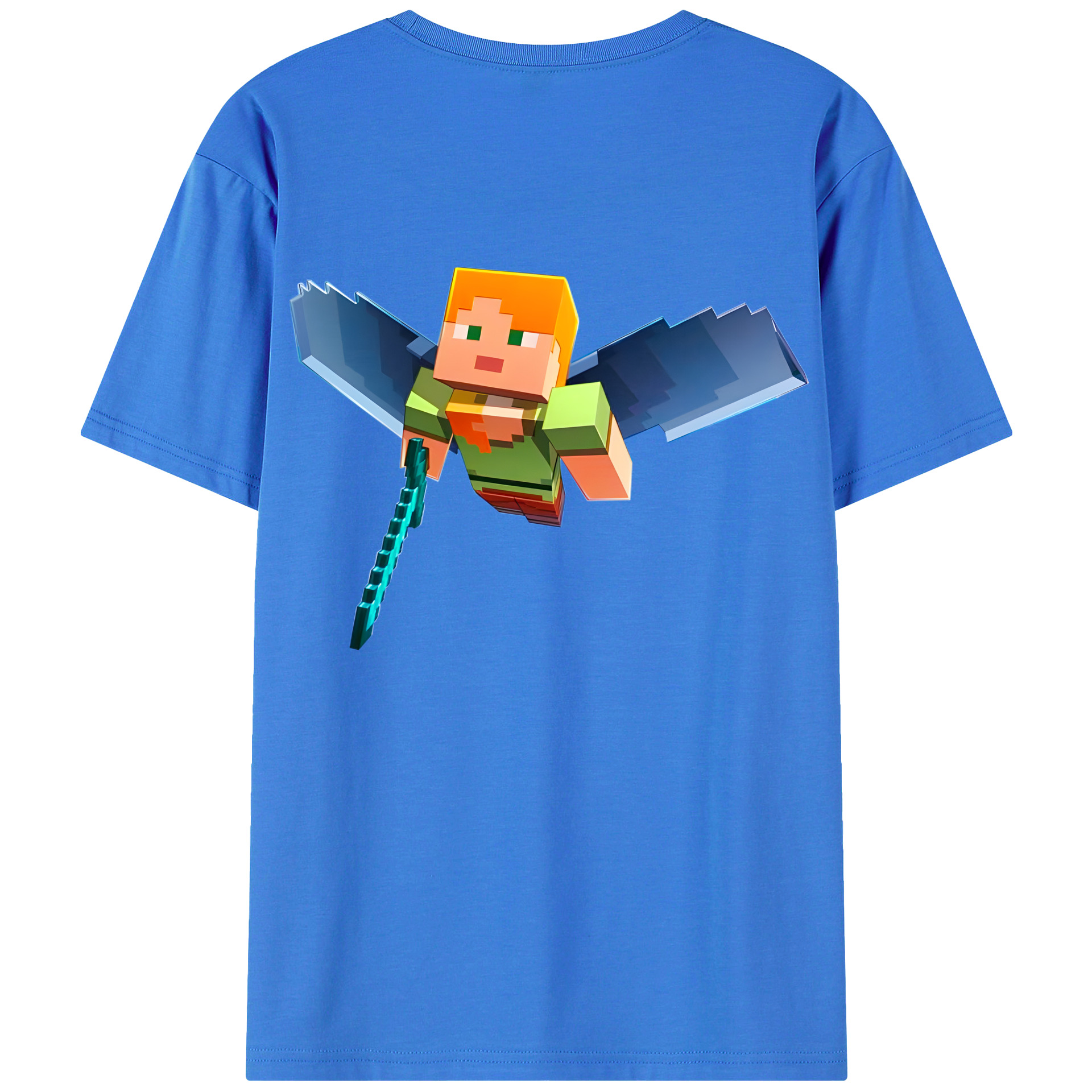（画像用） マインクラフト ブロックの世界 Minecraft MC Block world 綿100％ メンズ半袖Tシャツ（バックプリント） 通気性