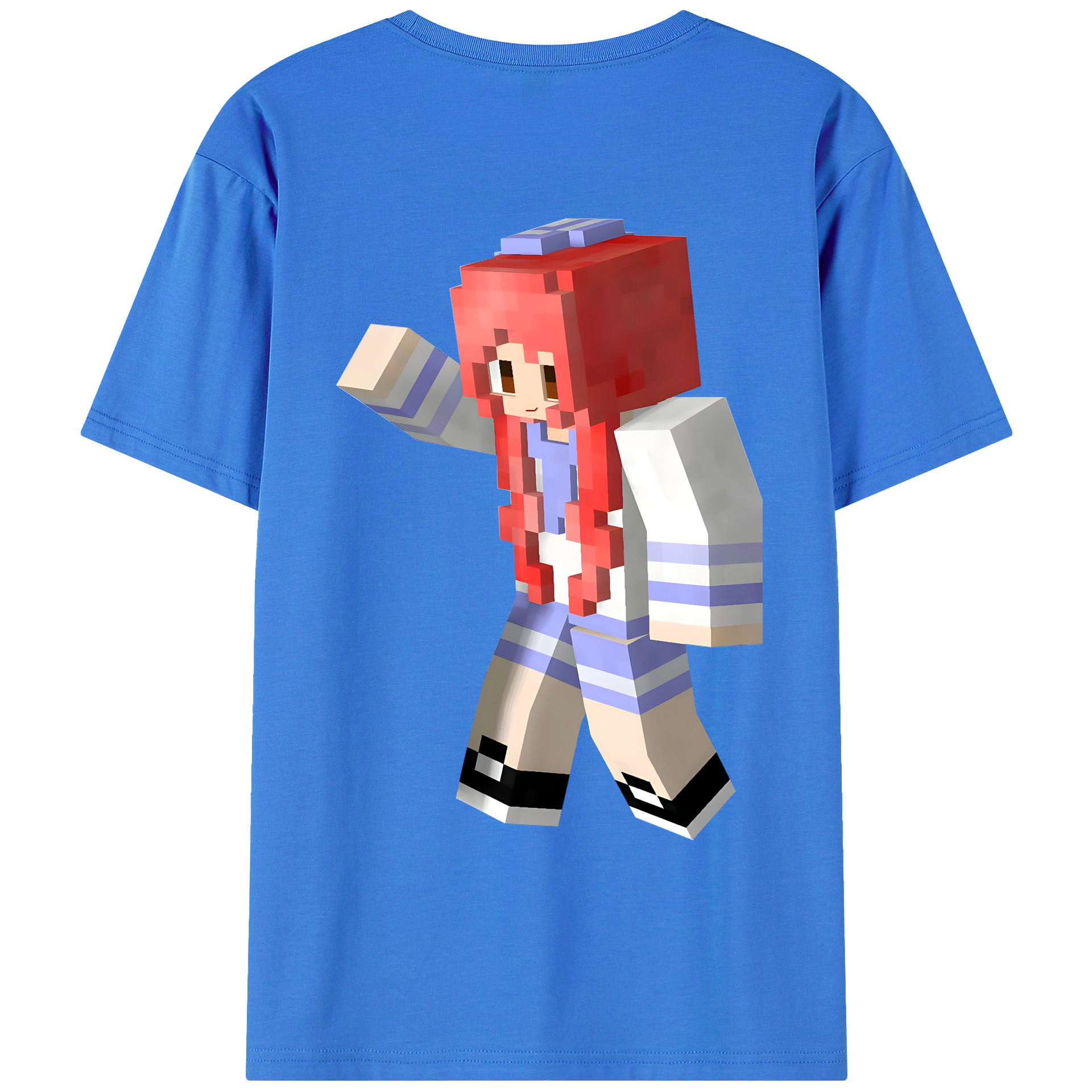 （画像用） マインクラフト ブロックの世界 Minecraft MC Block world 綿100％ メンズ半袖Tシャツ（バックプリント） 通気性