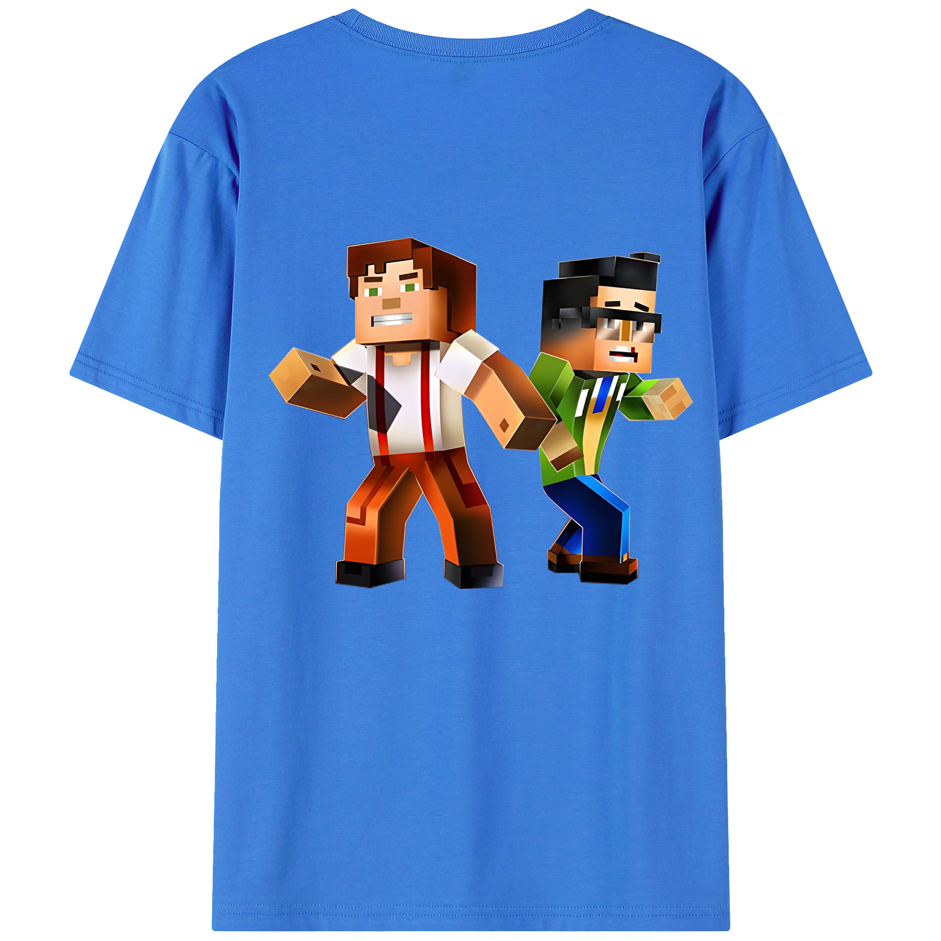 （画像用） マインクラフト ブロックの世界 Minecraft MC Block world 綿100％ メンズ半袖Tシャツ（バックプリント） 通気性