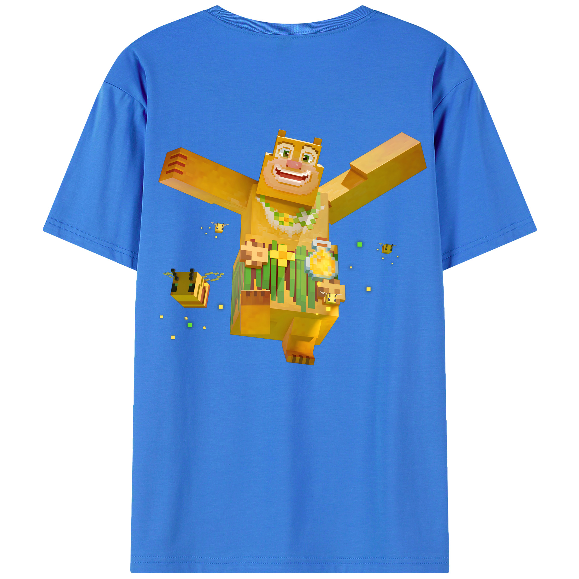 （画像用） マインクラフト ブロックの世界 Minecraft MC Block world 綿100％ メンズ半袖Tシャツ（バックプリント） 通気性