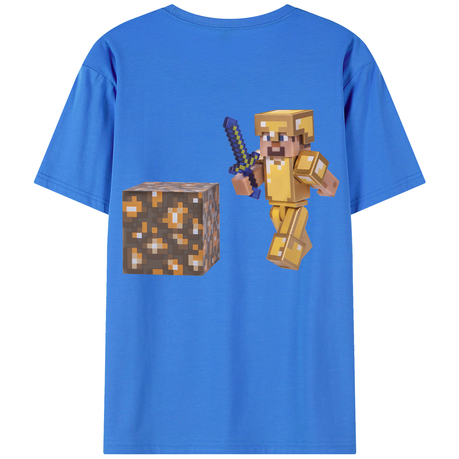 （画像用） マインクラフト ブロックの世界 Minecraft MC Block world 綿100％ メンズ半袖Tシャツ（バックプリント） 通気性