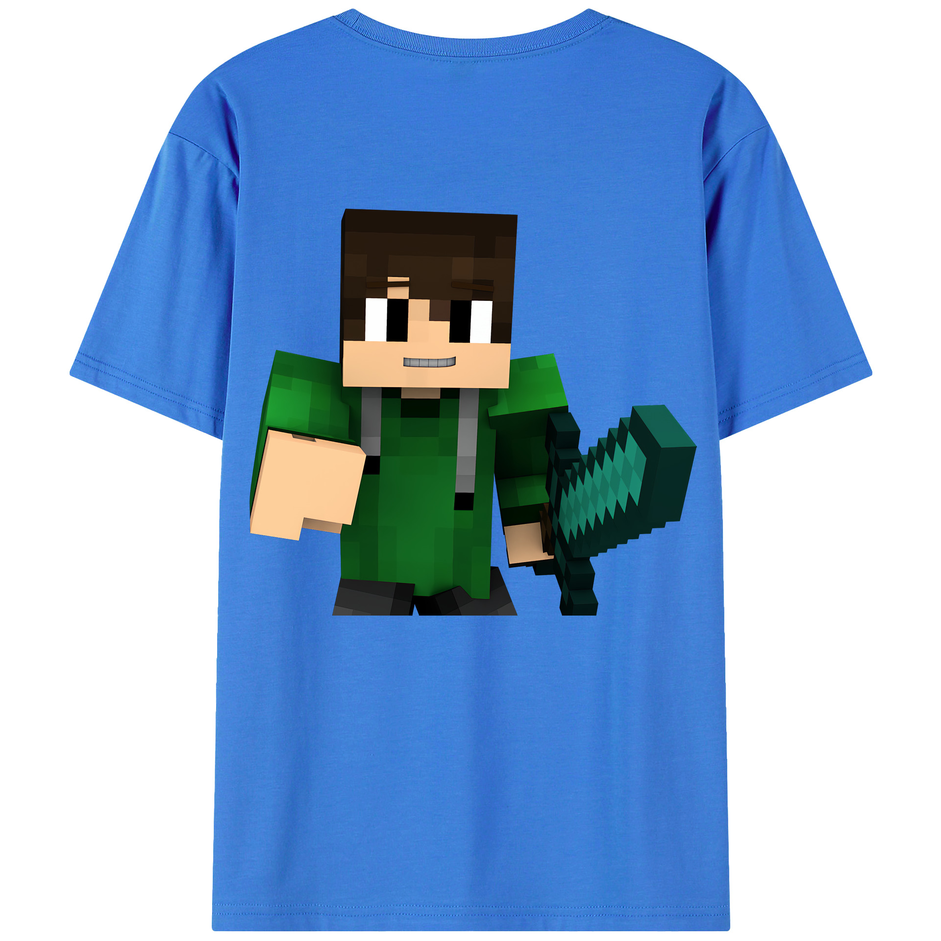 （画像用） マインクラフト ブロックの世界 Minecraft MC Block world 綿100％ メンズ半袖Tシャツ（バックプリント） 通気性