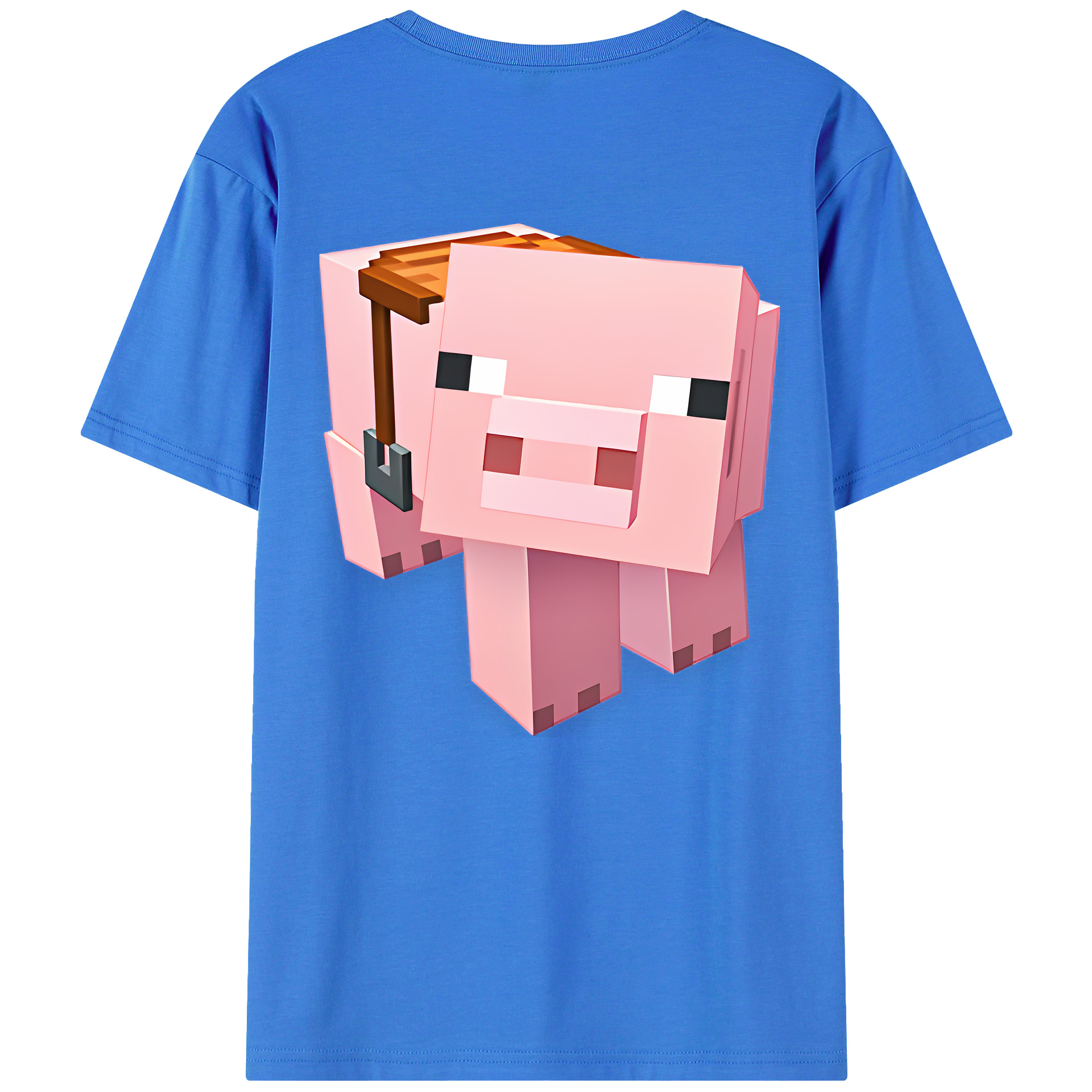 （画像用） マインクラフト ブロックの世界 Minecraft MC Block world 綿100％ メンズ半袖Tシャツ（バックプリント） 通気性